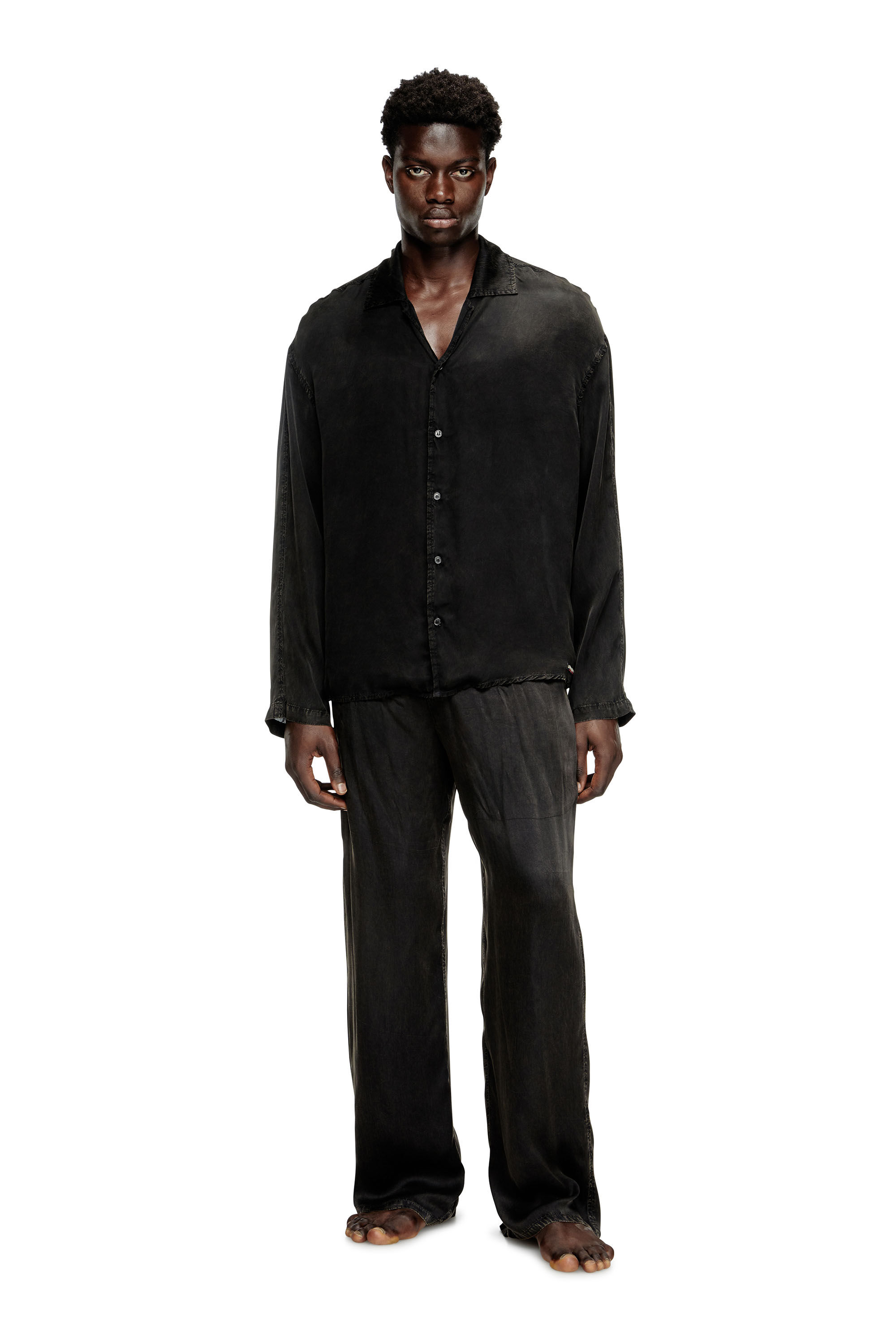 Diesel - SET-KEITH-DNM, Unisex's Fluid pyjamas with denim effect in Black - 3
