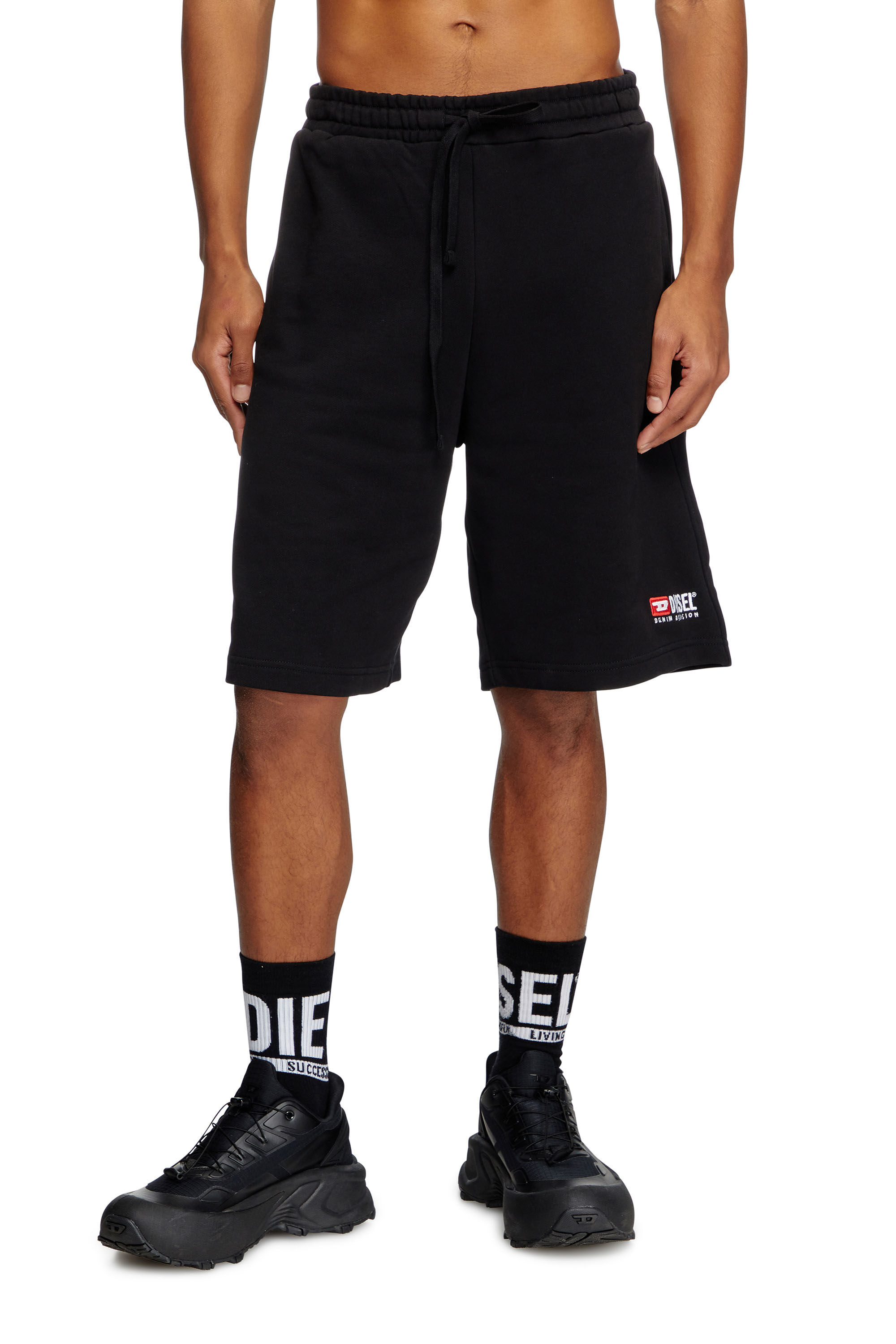 Diesel - P-CROWN-DIV, Man's Sweat shorts with embroidered logo in Black - 3