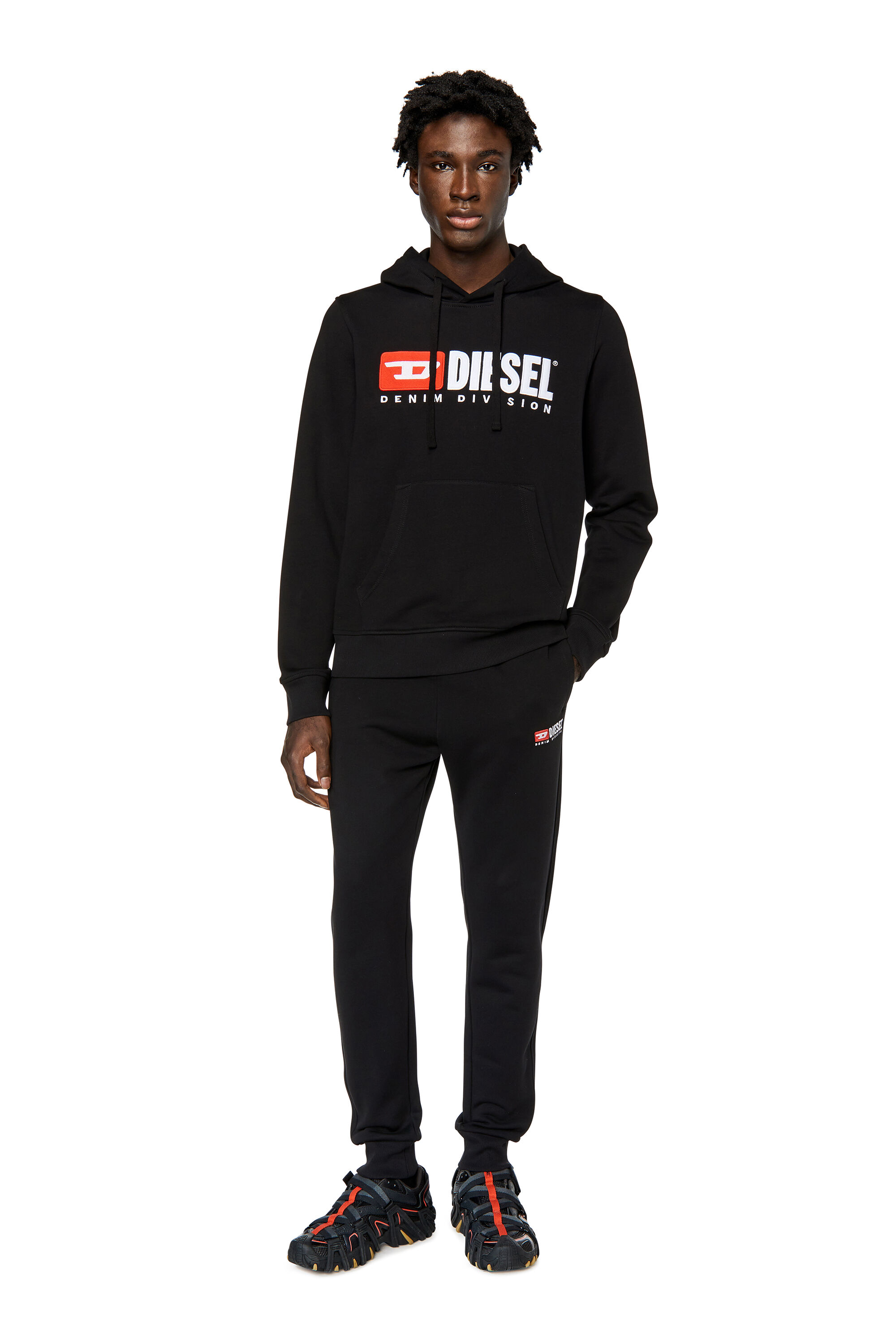 Diesel - S-GINN-HOOD-DIV, Man's Hoodie with logo appliqué in Black - 1