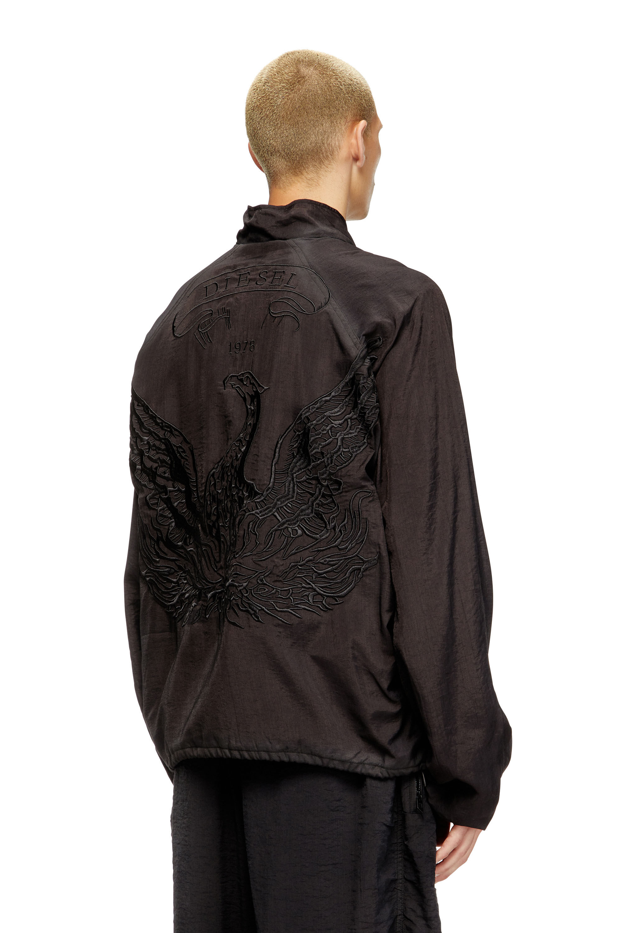 Diesel - J-HENRI-SOUVENIR, Man's Souvenir-style embroidered track jacket in Dark grey - 4
