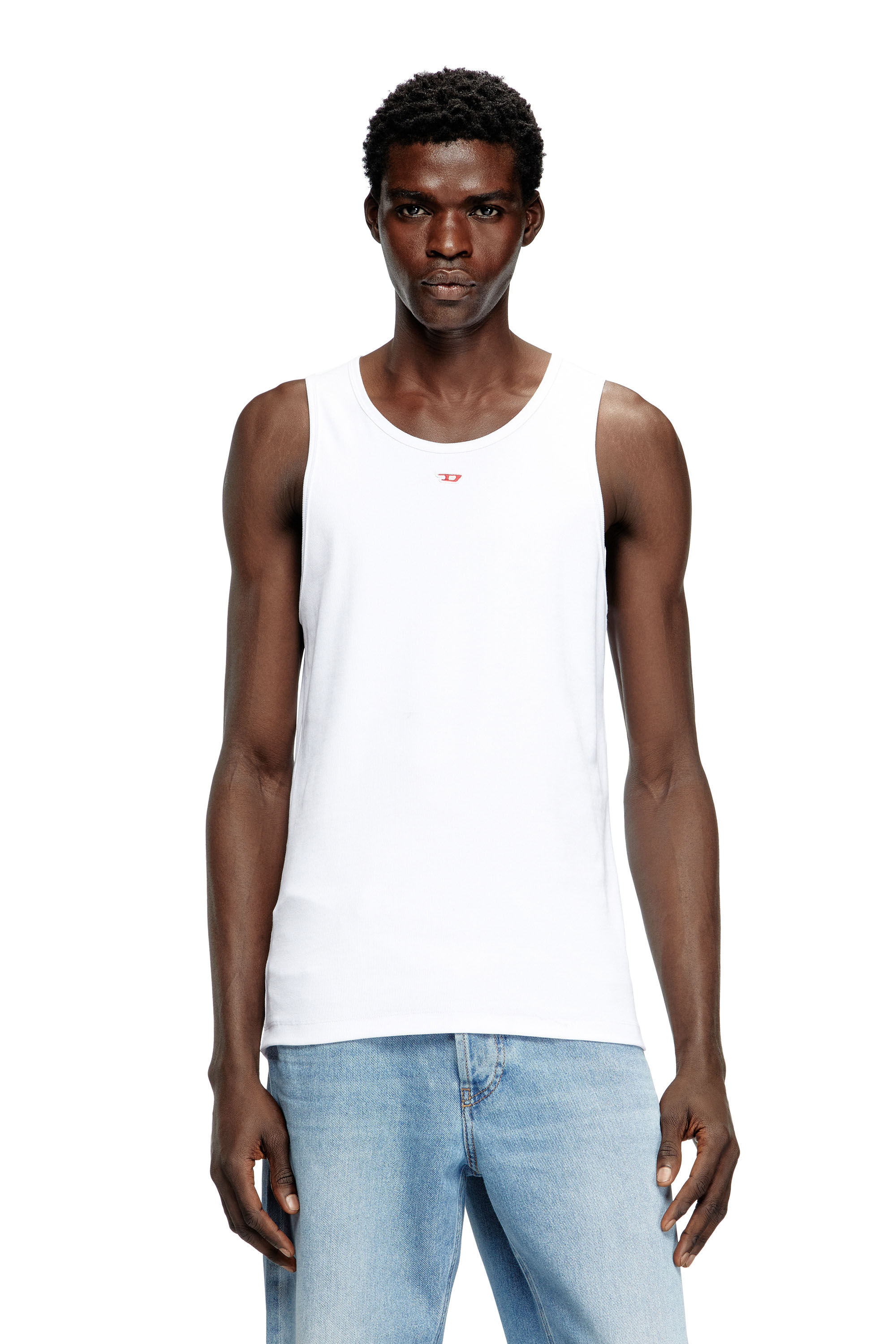 Diesel - T-LIFTY-D, Man's Tank top with mini D logo patch in White - 3