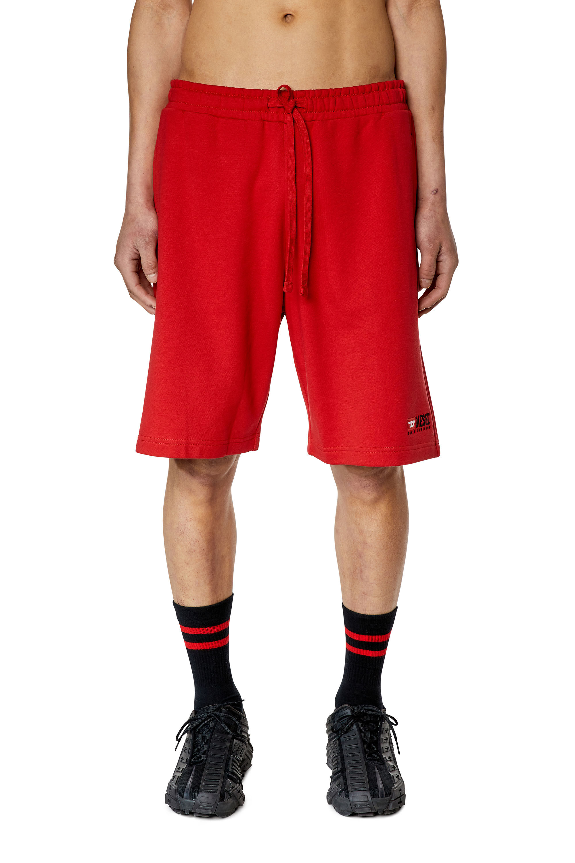 Diesel - P-CROWN-DIV, Man's Sweat shorts with embroidered logo in Red - 3