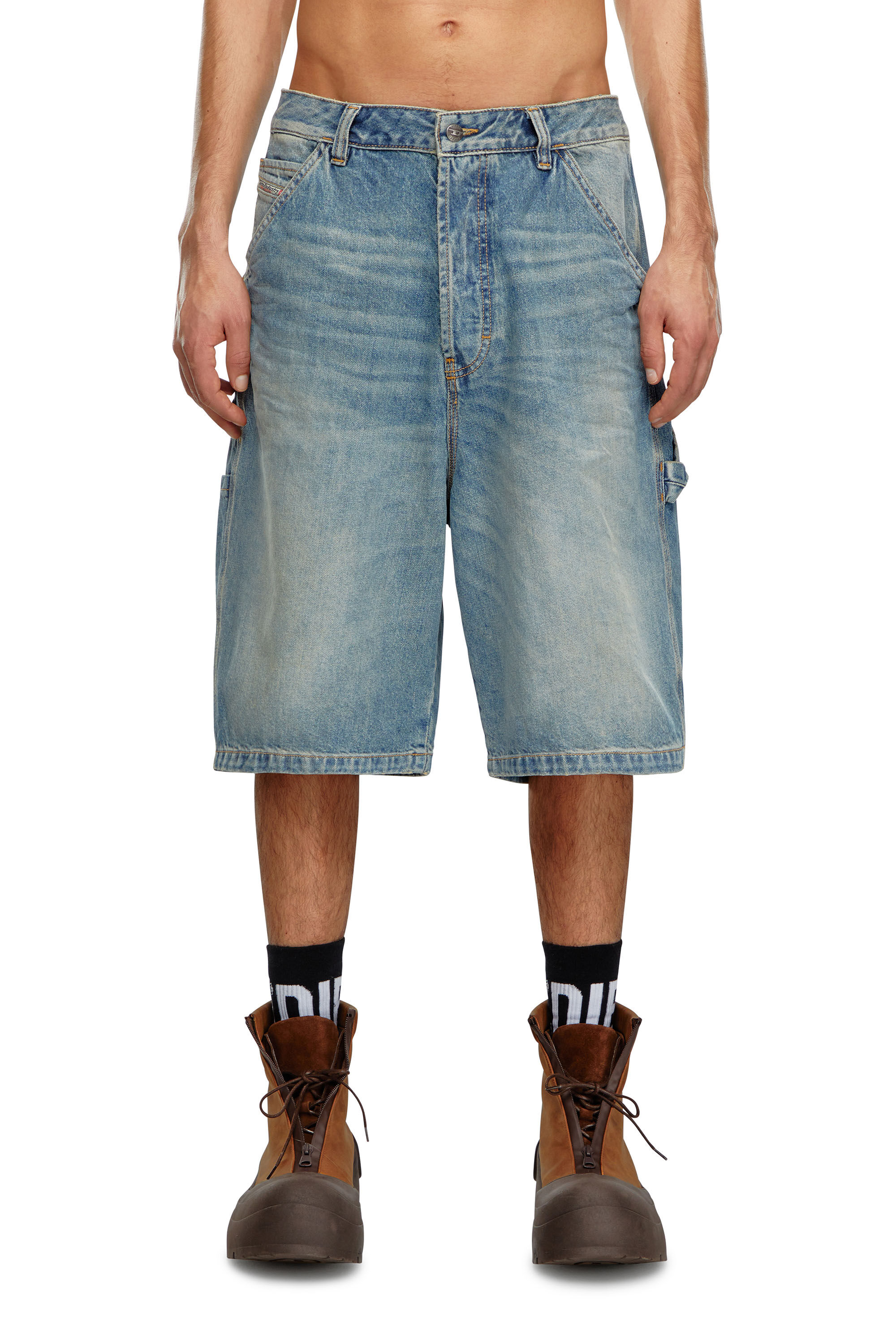 Diesel - D-LIVERY-SHORT, Man's Denim utility shorts in Light Blue - 3