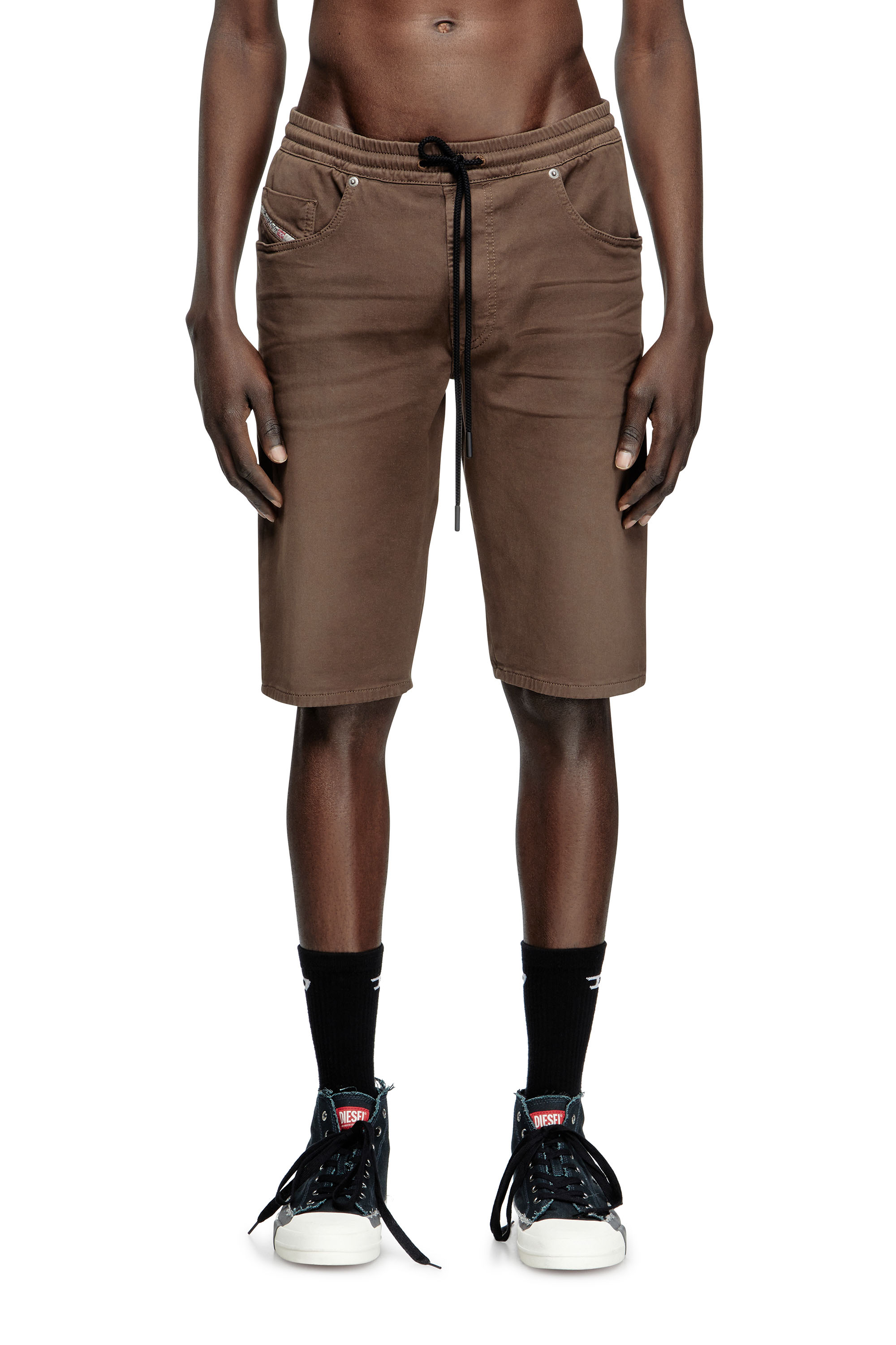 Diesel - 2033 D-KROOLEY-SHORT JOGG, Man's Chino shorts in JoggJeans in Brown - 1