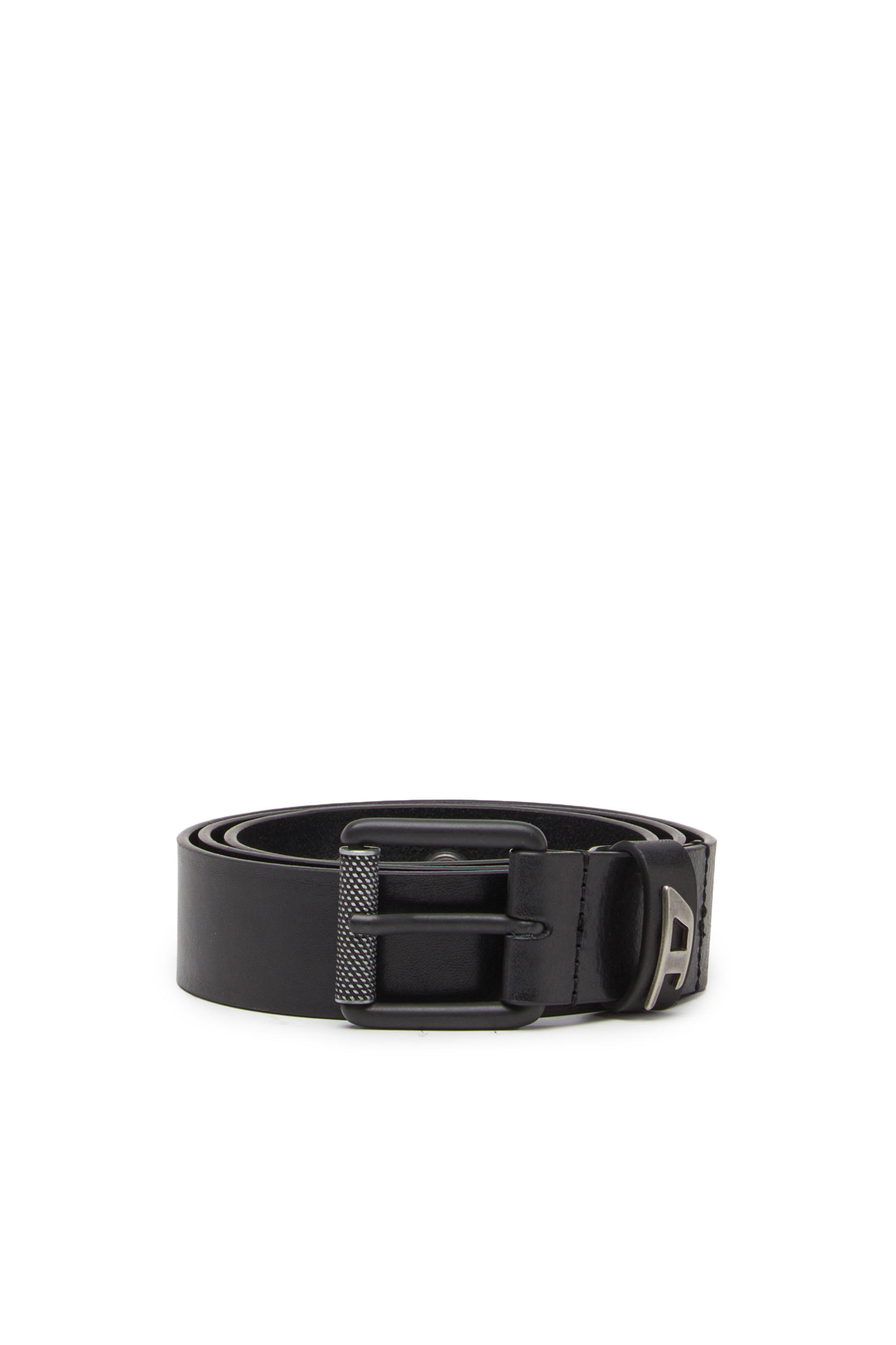 Diesel - B-DAVE II, Man's Shiny leather belt with logo loop in Black - 1