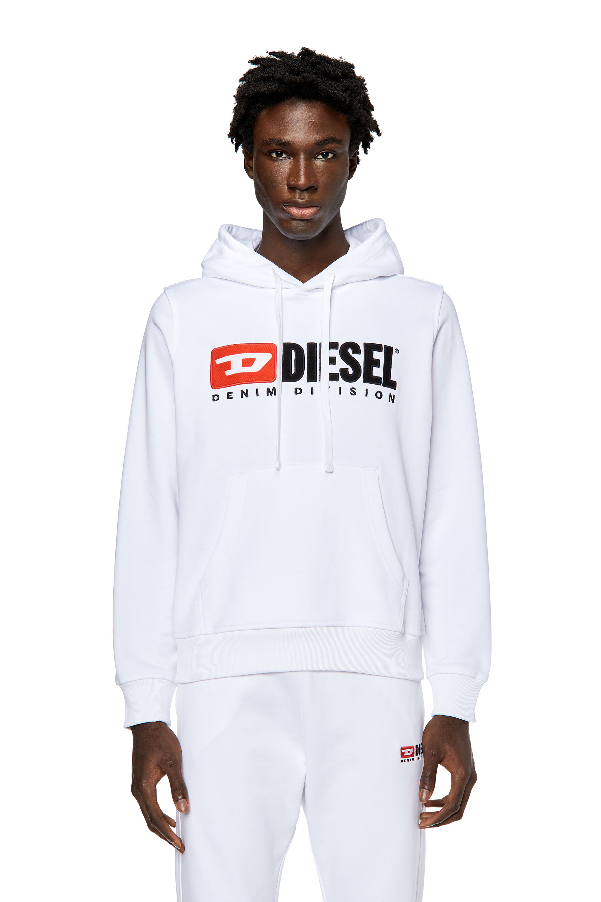 Diesel - S-GINN-HOOD-DIV, Man's Hoodie with logo appliqué in White - 1