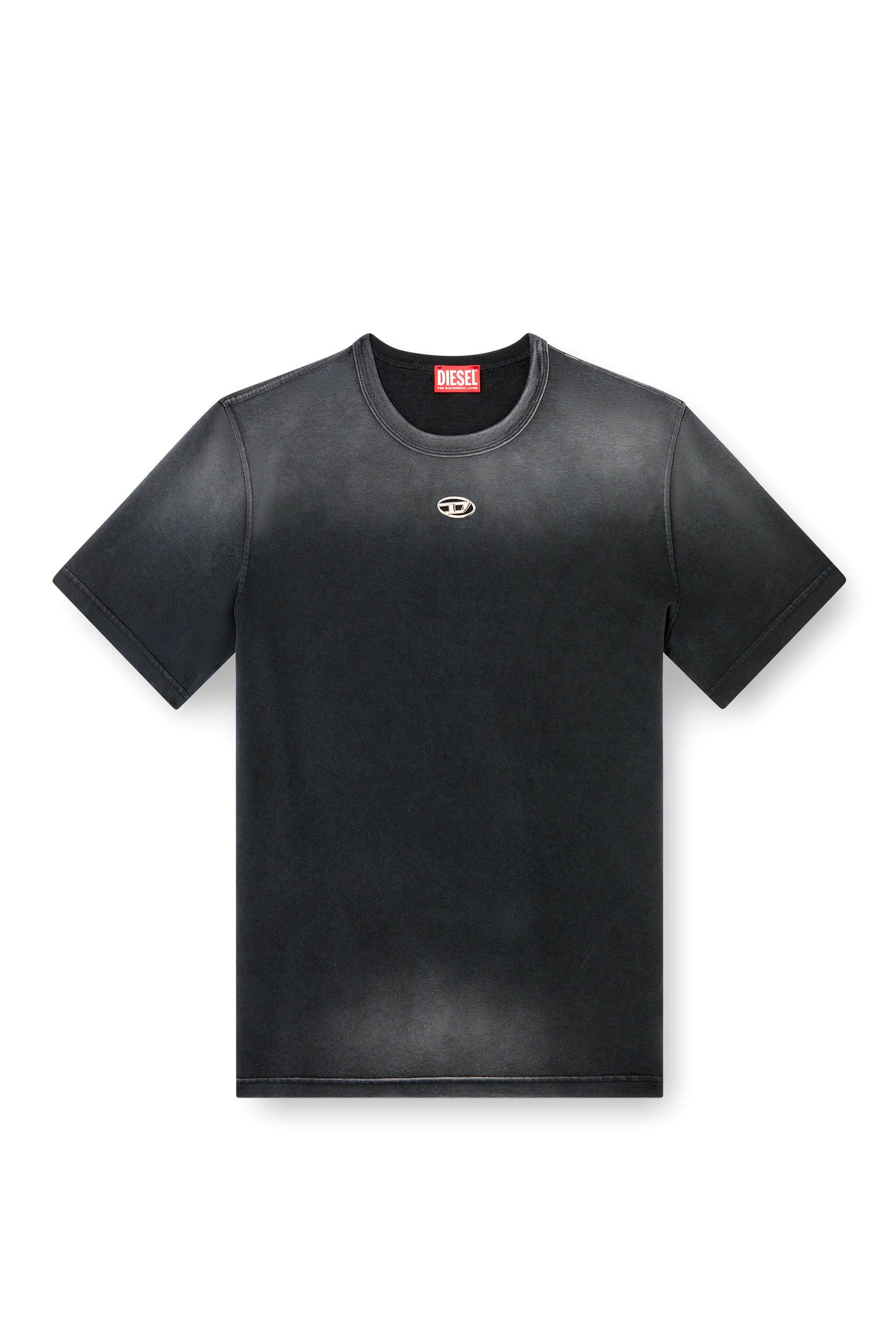 Diesel - T-ADJUST-T1, Man's Faded T-shirt with cut-out Oval D in Black - 3