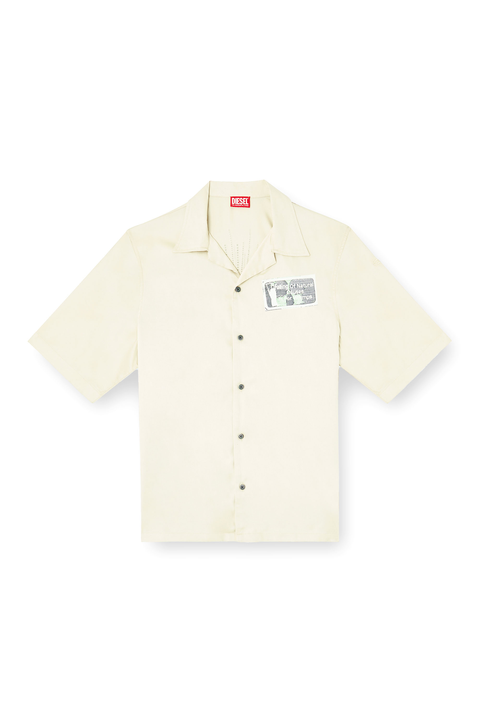 Diesel - S-BRACK-B-EPBR, Man's TENCEL™ shirt with rhinestone graphic in Beige - 3