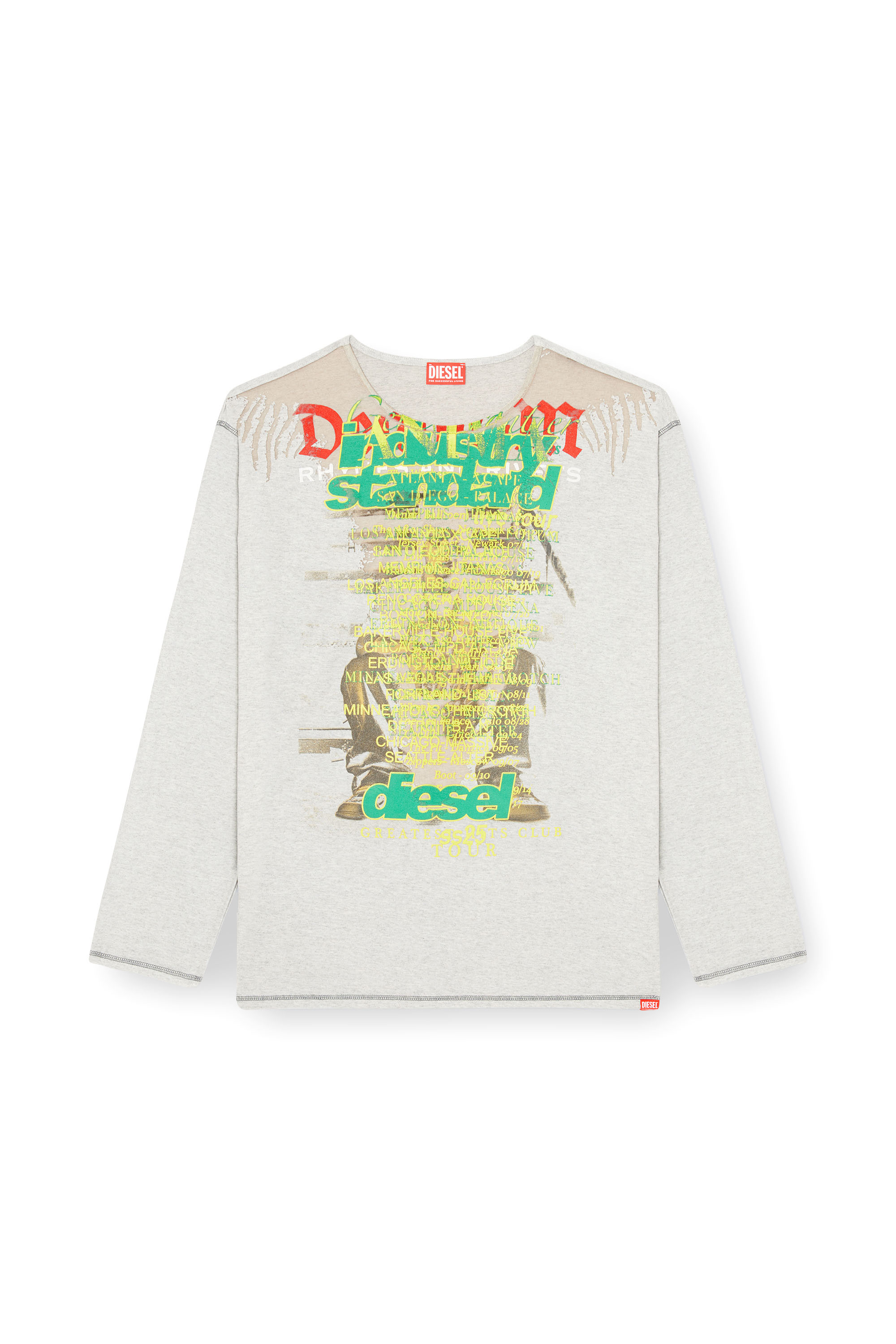 Diesel - T-JERRY-B, Unisex's Long-sleeve T-shirt with lyrics print in Grey - 3
