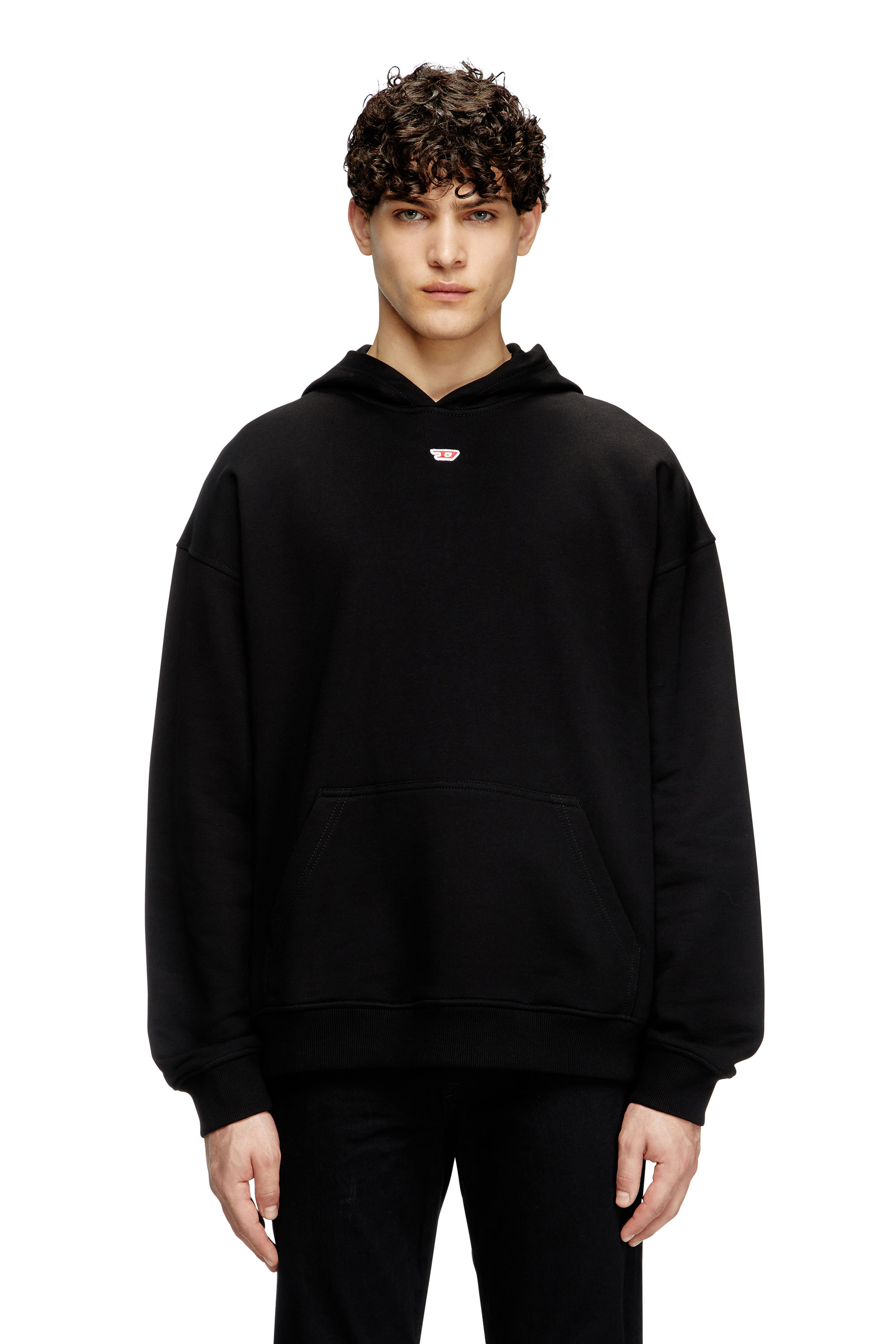 Diesel - S-BOXT-HOOD-D, Man's Hoodie with D logo patch in Black - 1