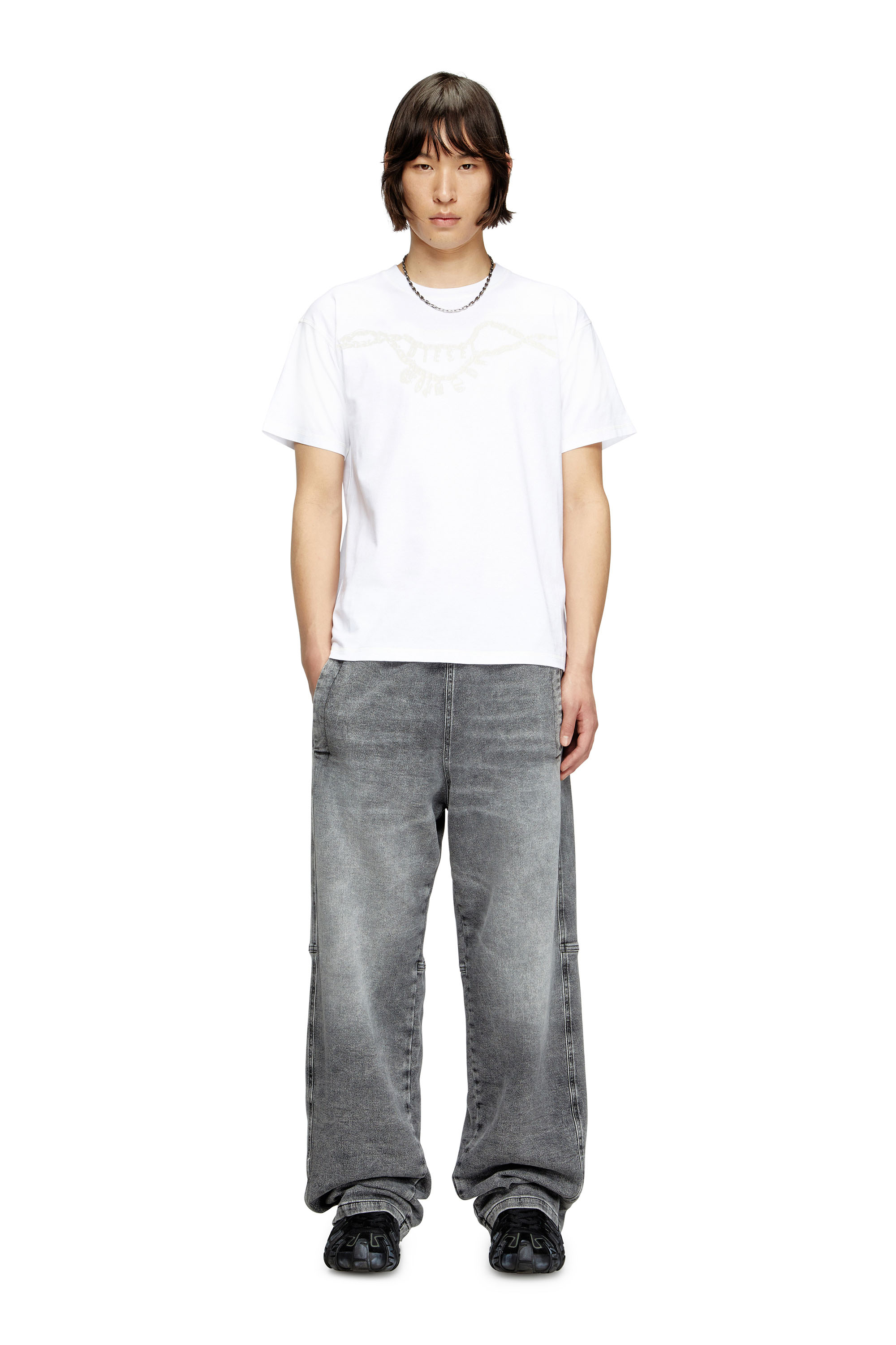 Diesel - T-NORM-HOSHI, Unisex's T-shirt with charm necklace print in White - 1