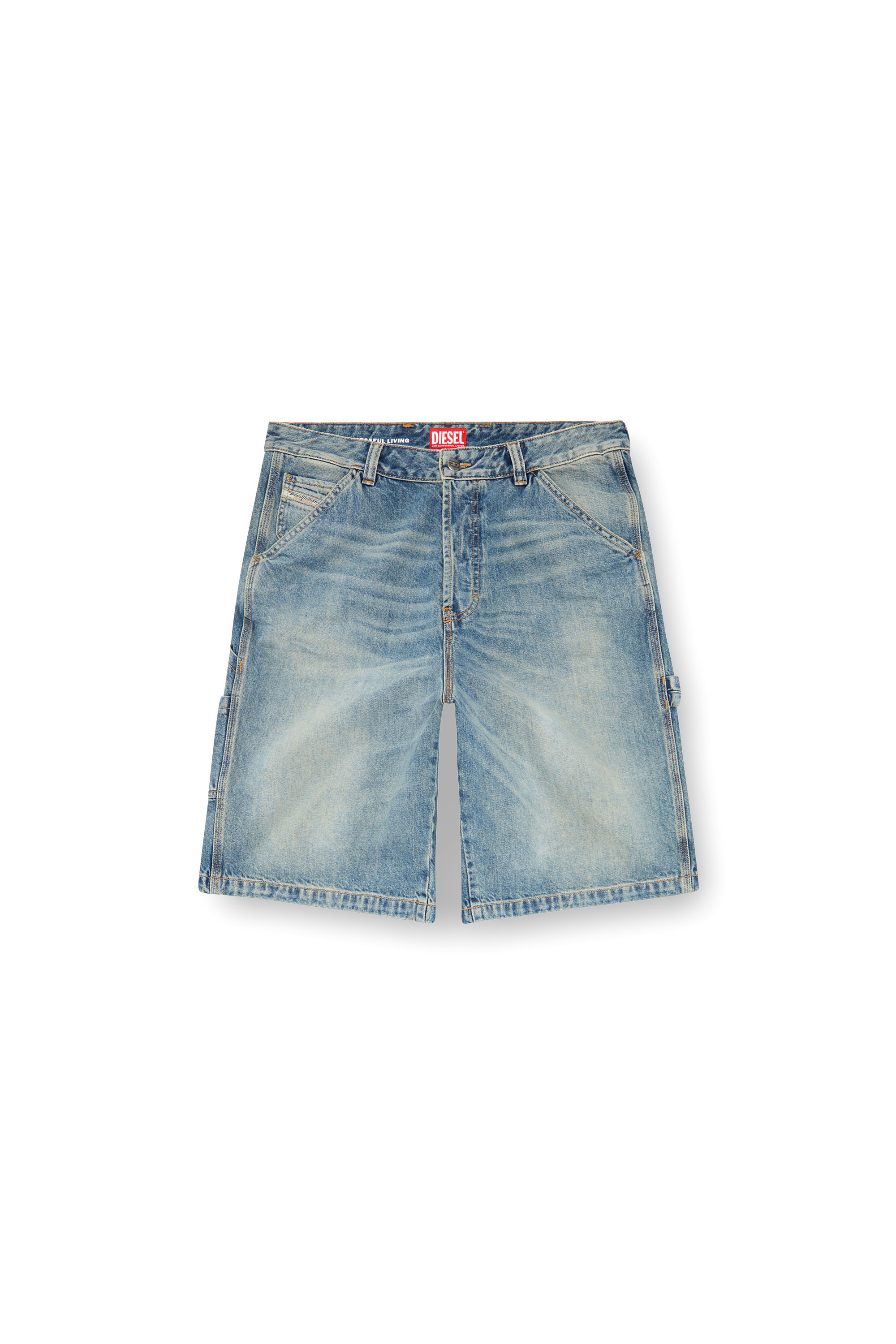 Diesel - D-LIVERY-SHORT, Man's Denim utility shorts in Light Blue - 3