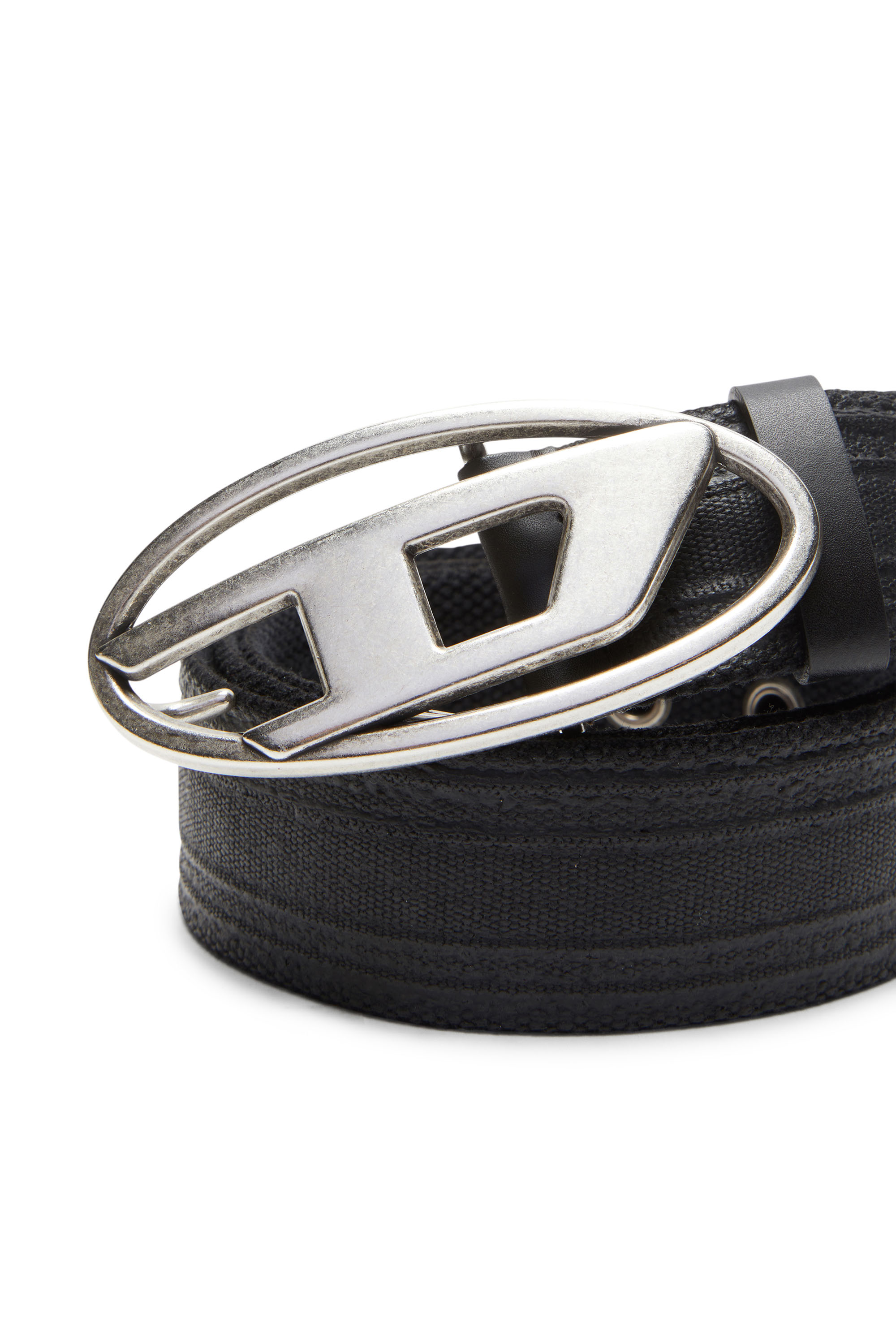 Diesel - B-1DR TAPE, Man's Tape belt in waxed cotton in Black - 3