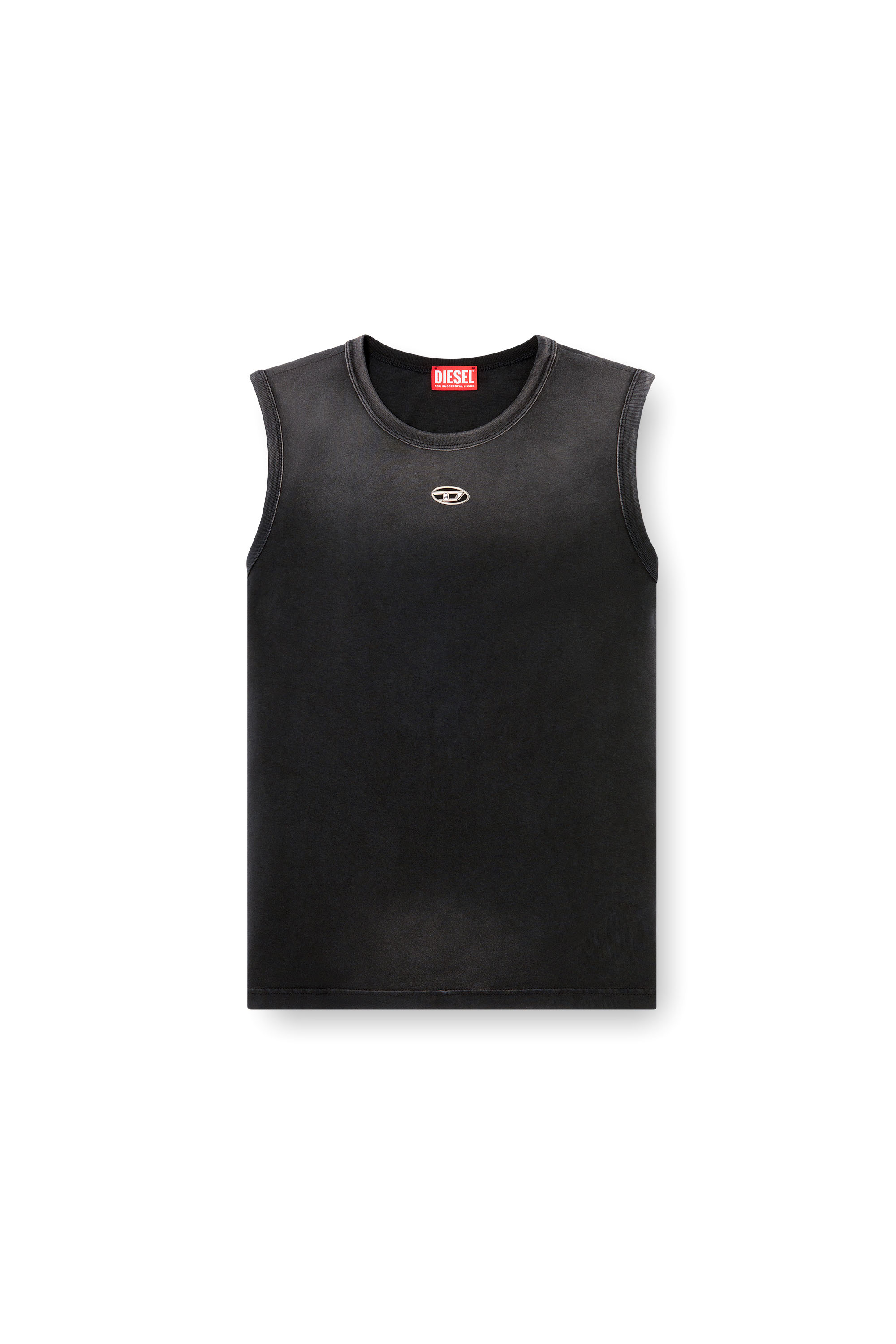 Diesel - T-BRICO-NEW, Man's Faded tank top with cut-out Oval D in Black - 3