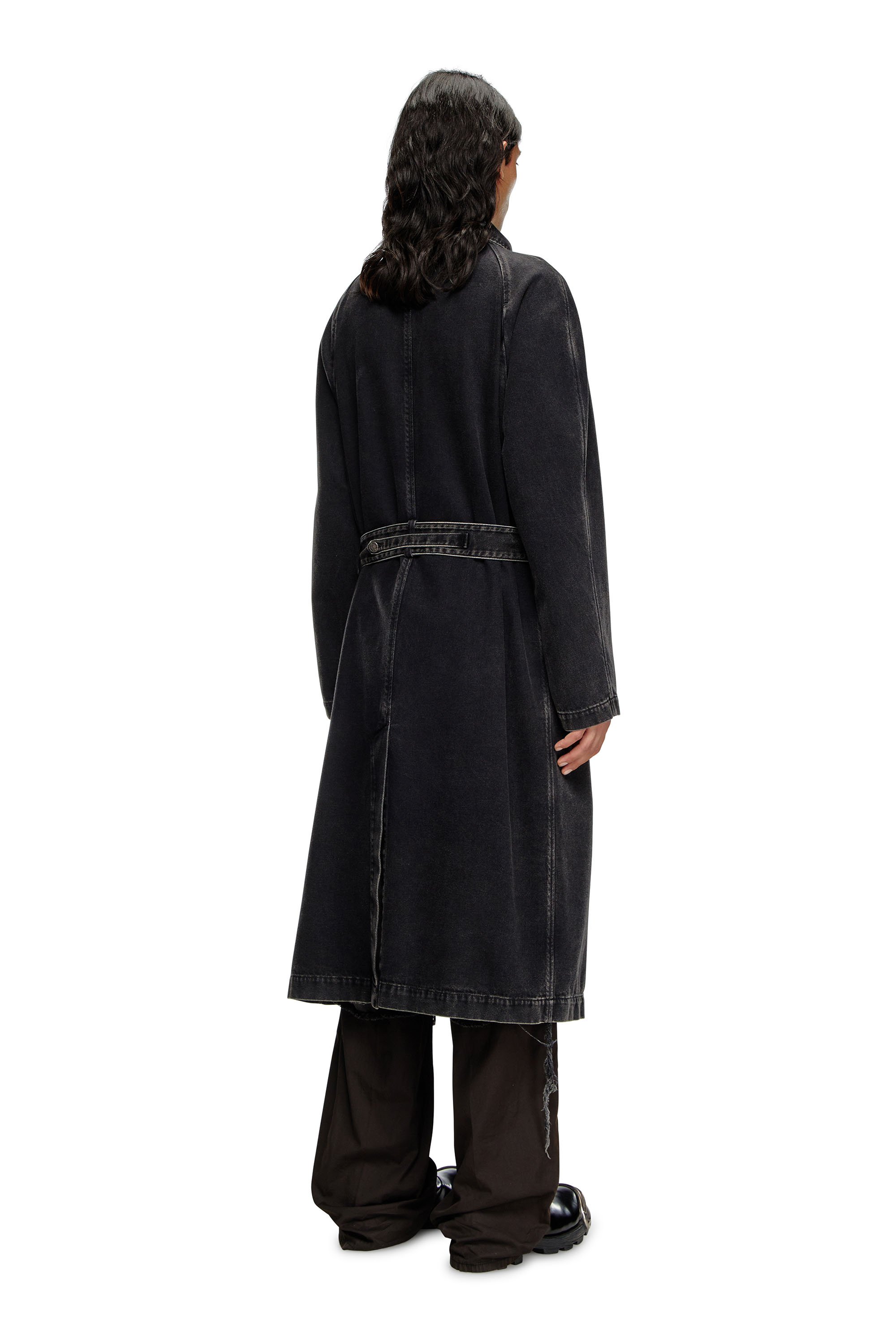 Diesel - D-DELIRIOUS-D, Man's Trench coat in clean-wash denim in Black - 4