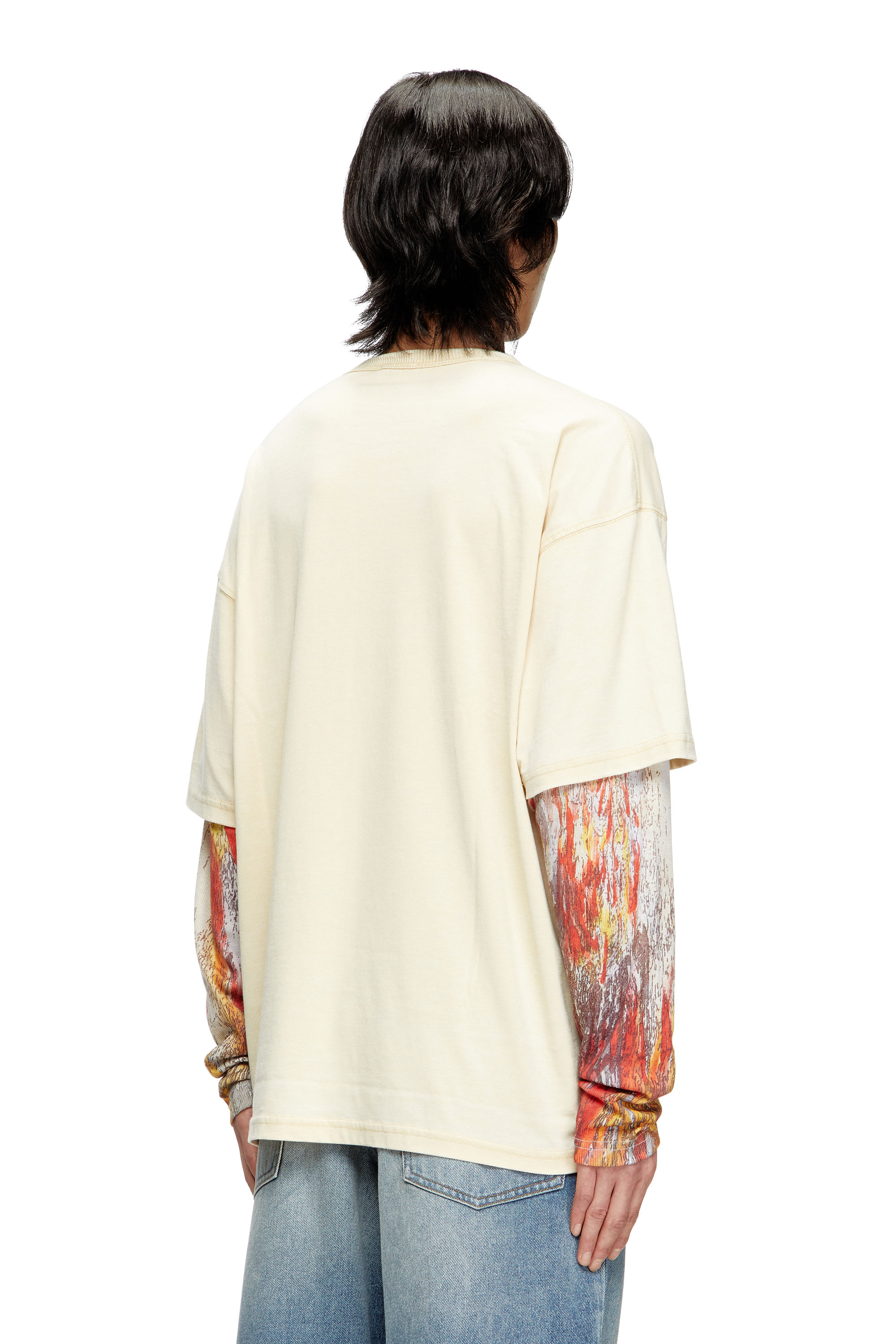 Diesel - T-BOXT-DB-LS-RIB-T1, Man's Long-sleeve T-shirt with layered effect in Beige - 5