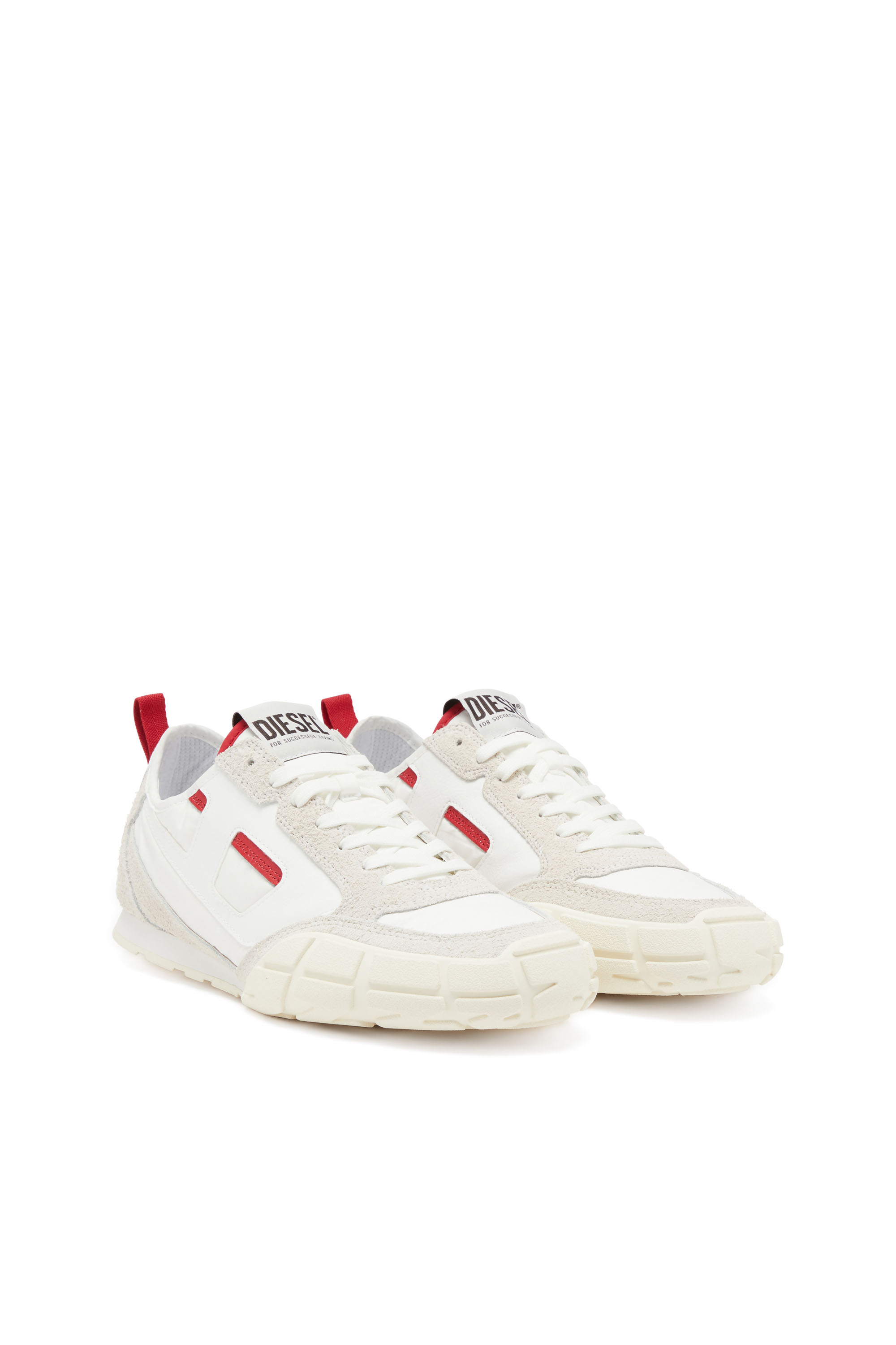 Diesel - S-PAGODHA LOW, Man's S-Pagodha-Sneakers in leather, suede and ripstop in White/Red - 3