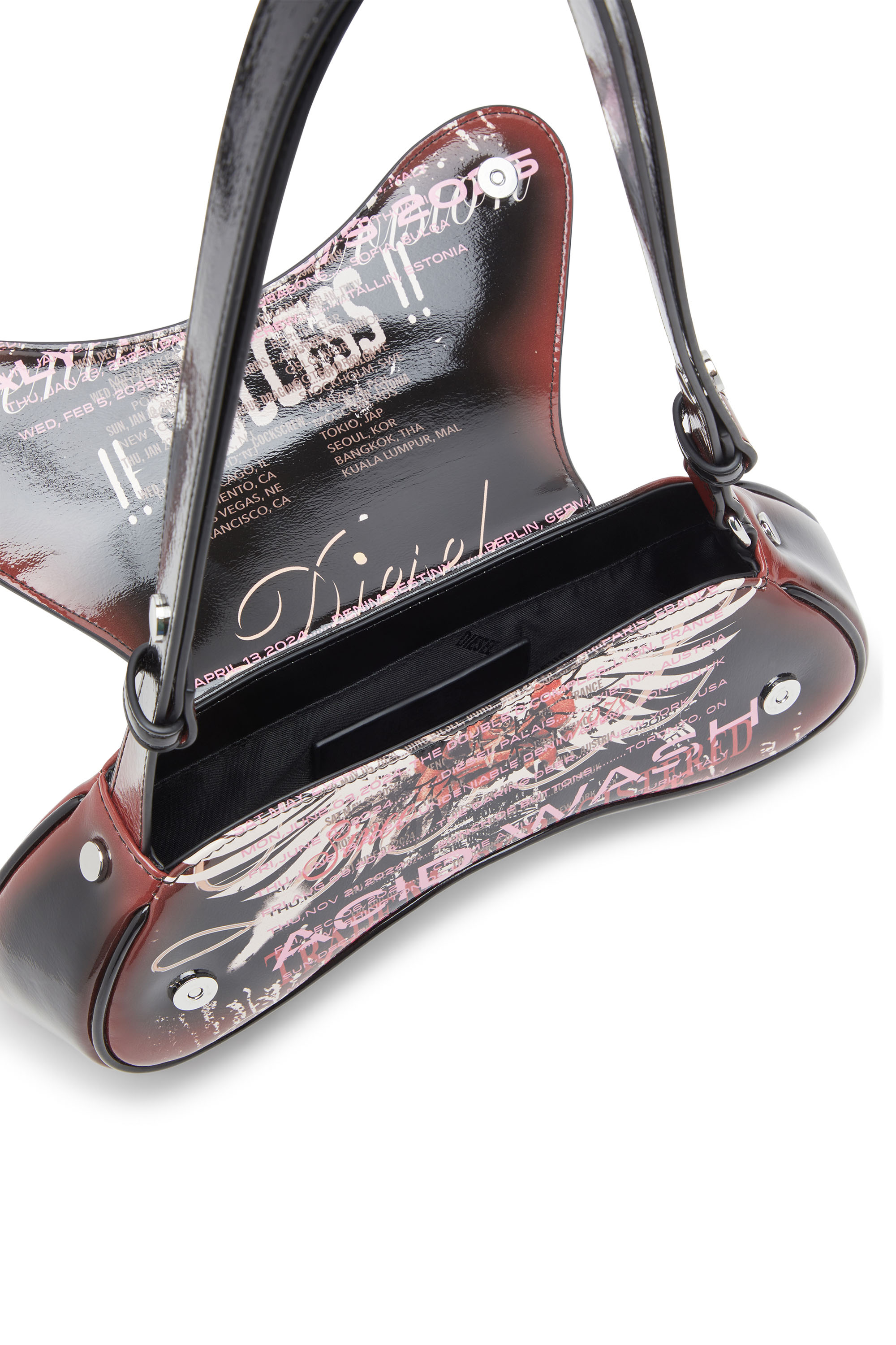 Diesel - PLAY CROSSBODY, Woman's Play-Shoulder bag in printed glossy PU in Black/Brown - 4