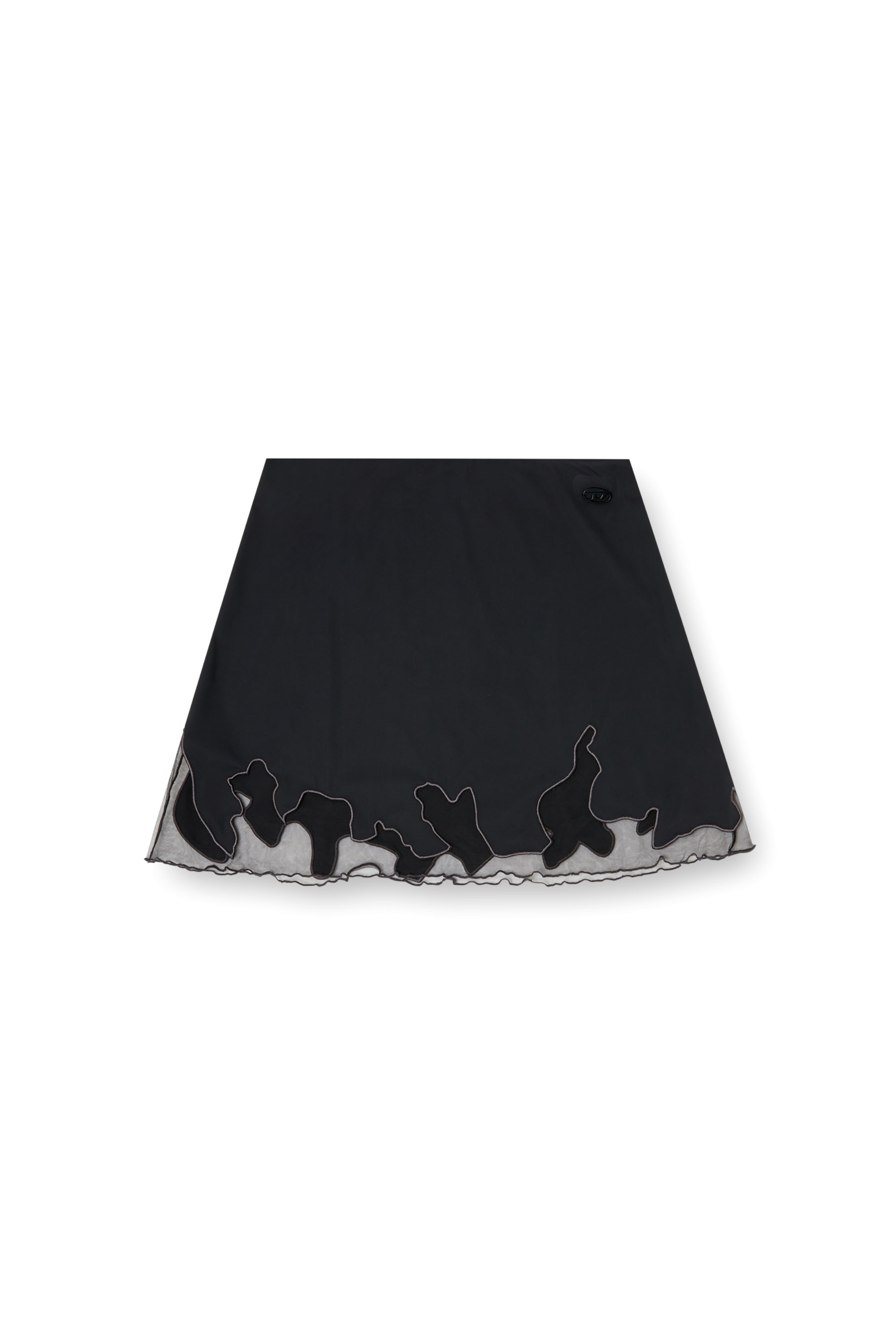 Diesel - O-LANE-R1, Woman's Nylon mini skirt with tulle insert in Black - 3