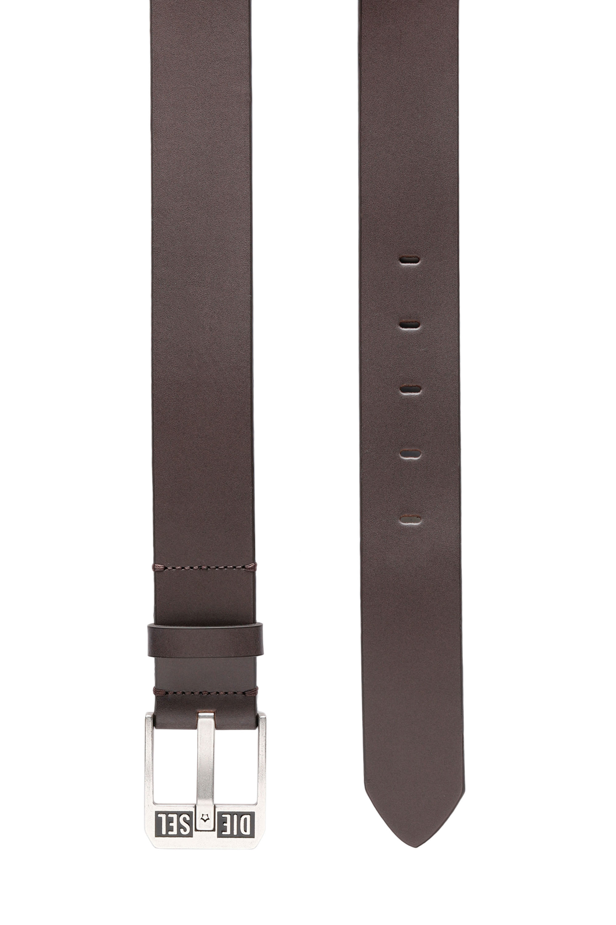 Diesel - BLUESTAR II, Man's Leather belt with star logo buckle in Brown - 3