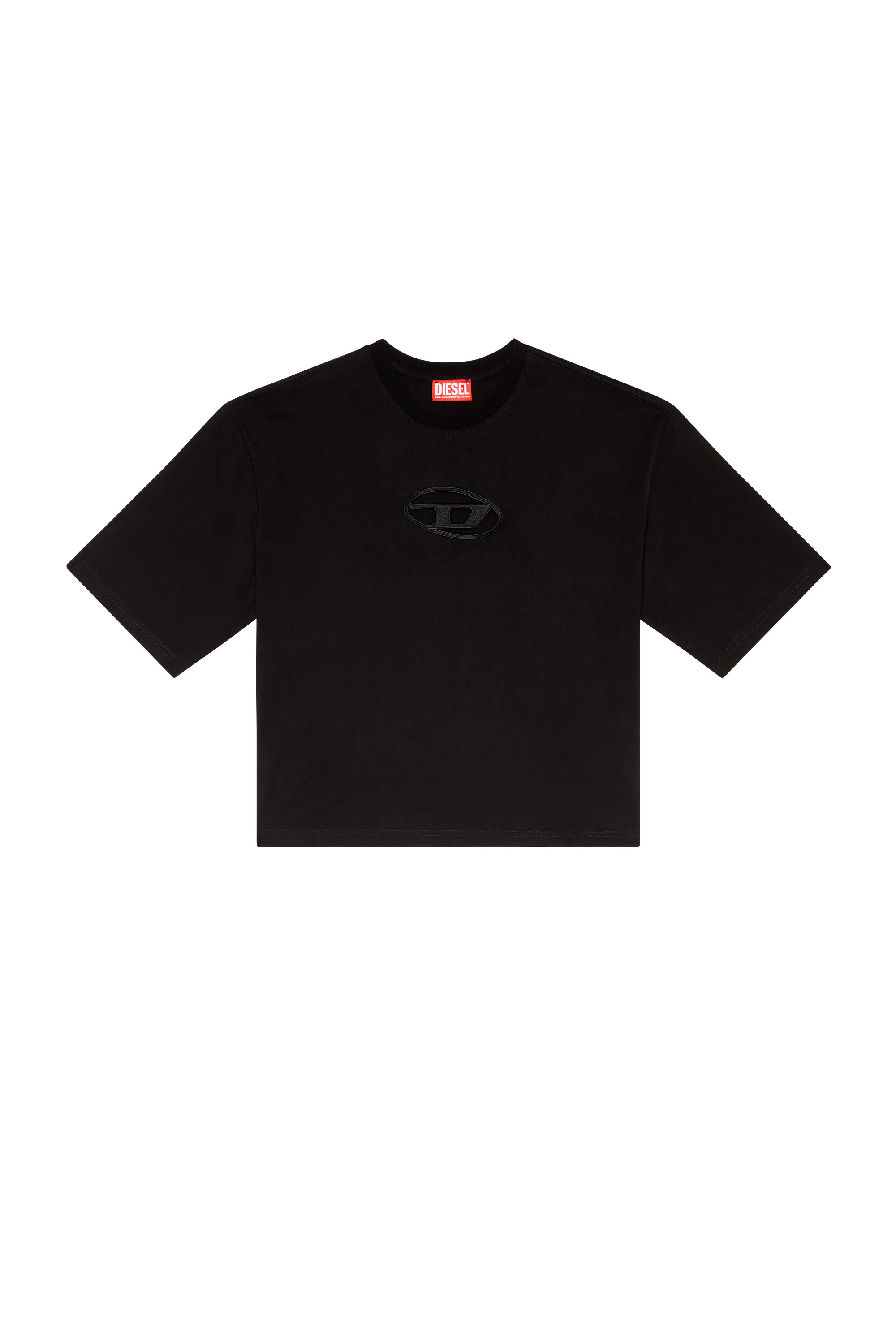 Diesel - T-ROWY-OD, Woman's Boxy T-shirt with embroidered D in Black - 3