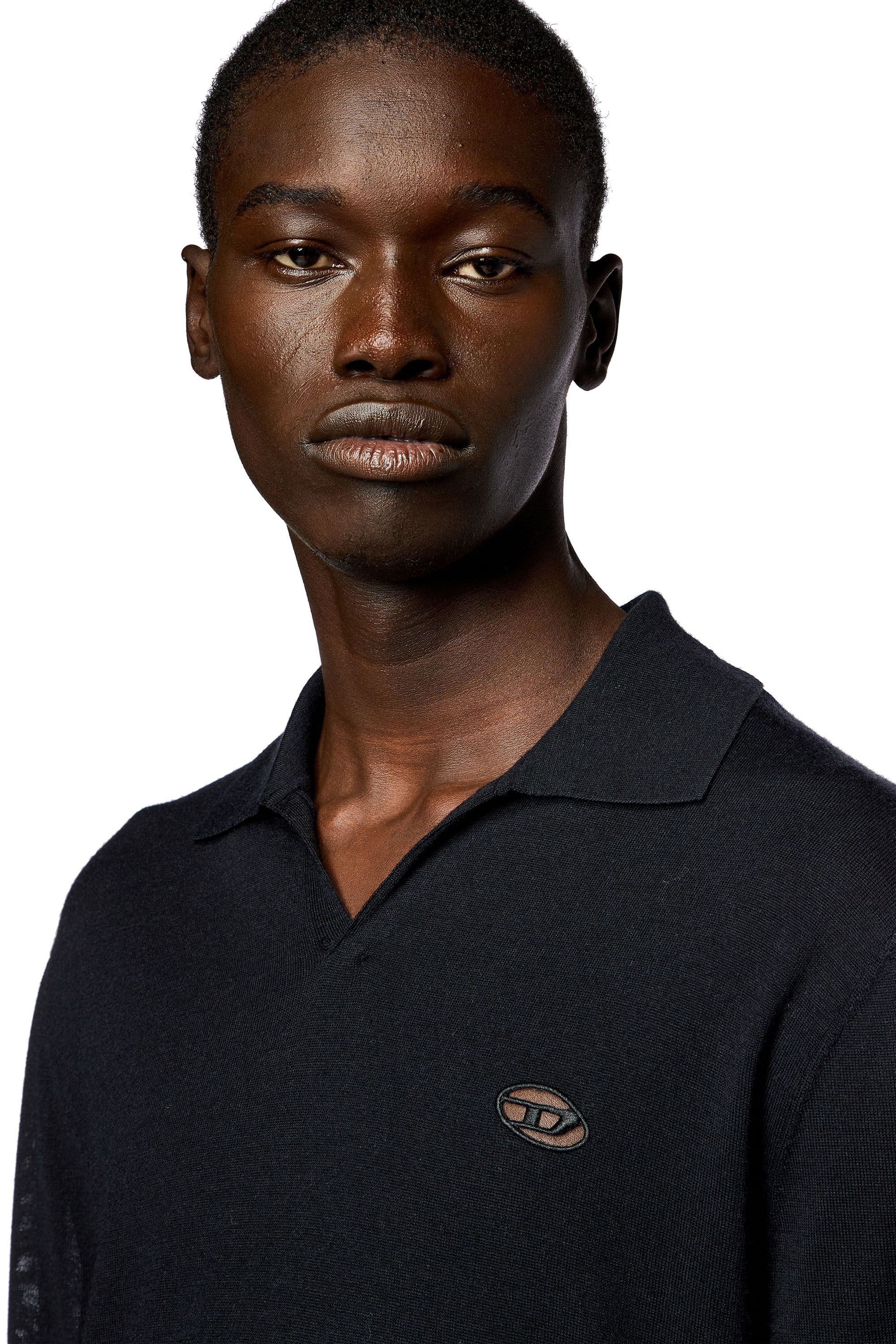 Diesel - K-GLARE, Man's Wool jumper with polo collar in Black - 5