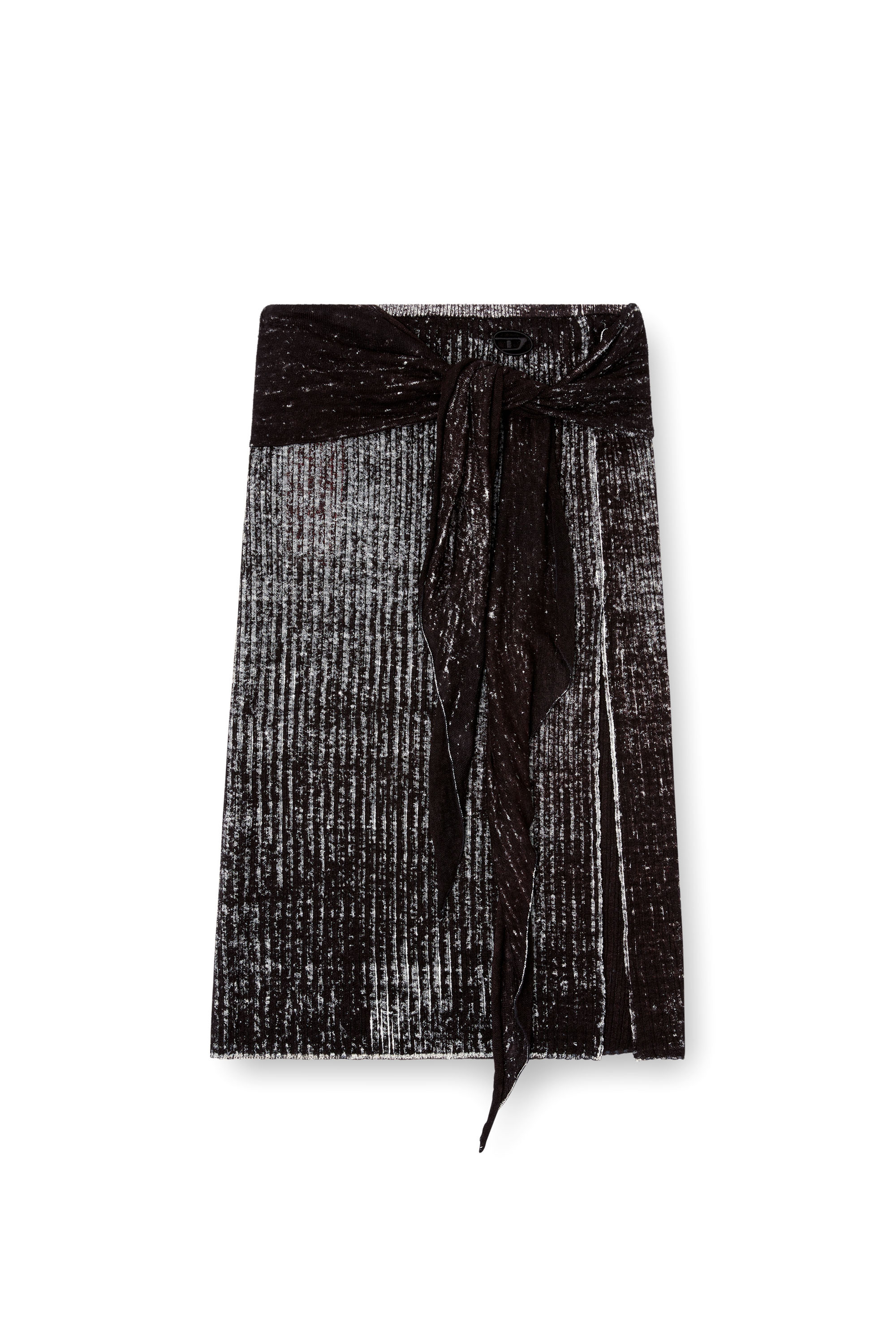 Diesel - M-EGANOID, Woman's Knitted skirt with hip tie in Black - 3