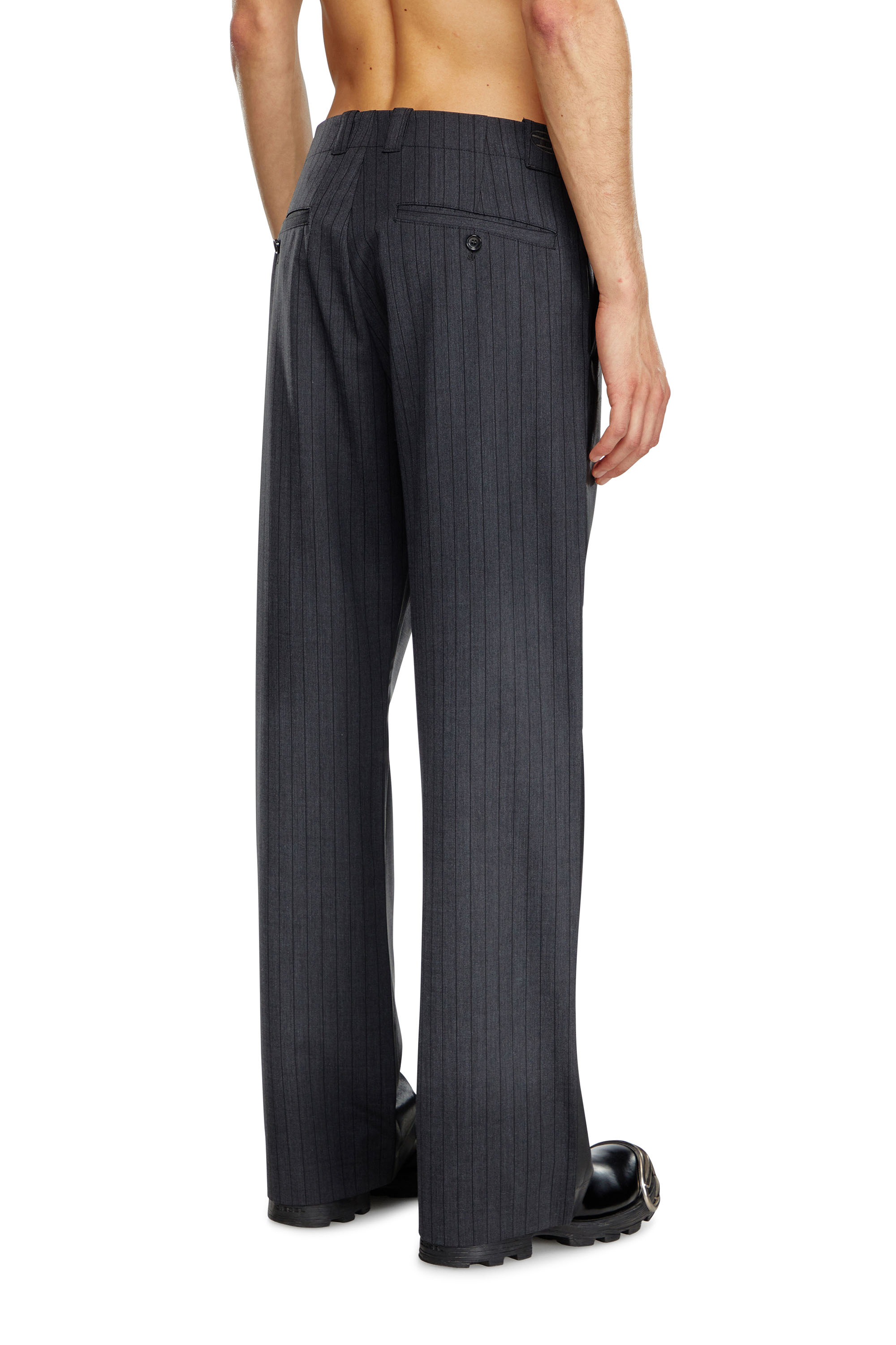 Diesel - P-STANLEY, Man's Pinstripe pants with coated front in Black - 4