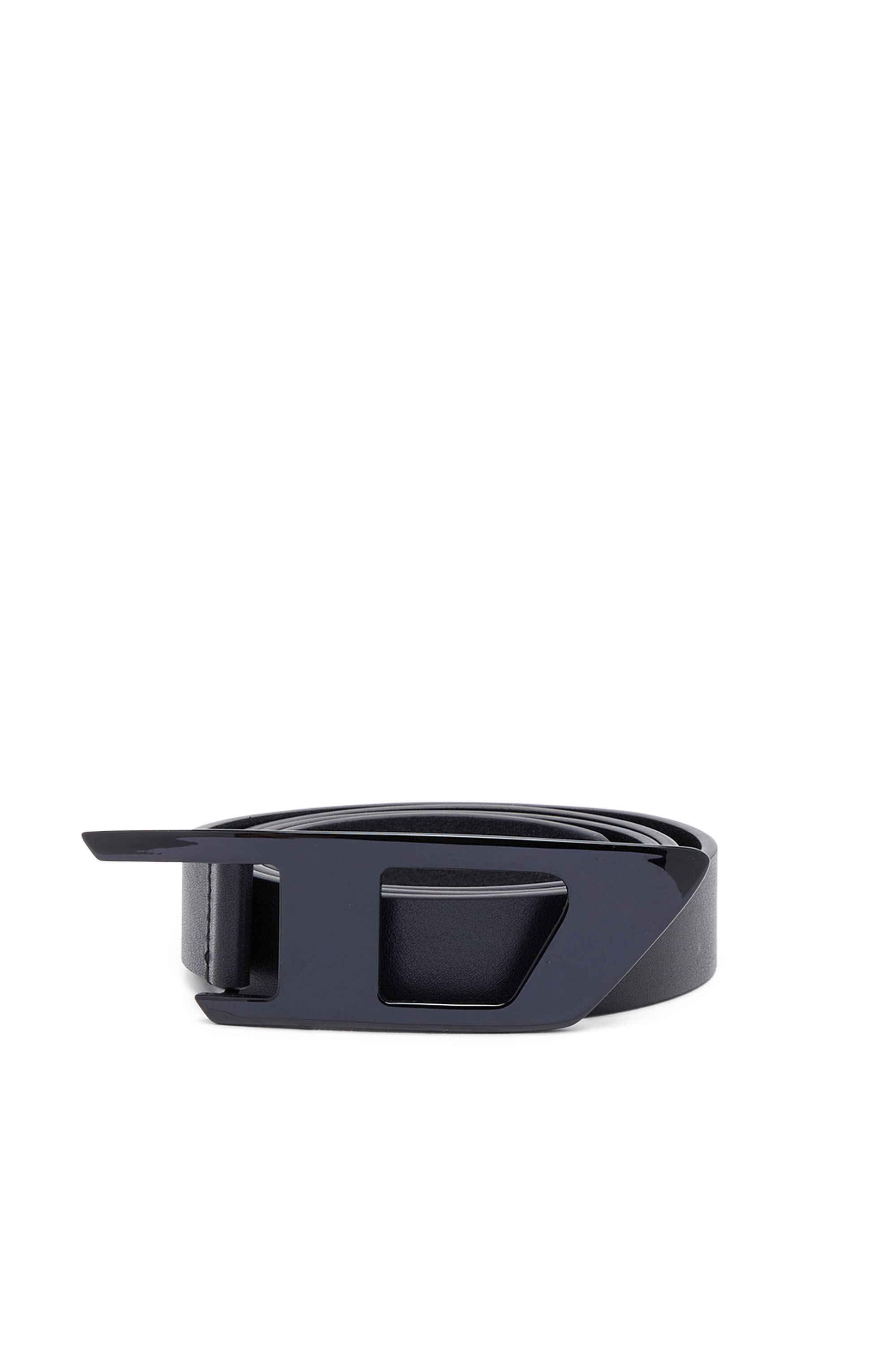 Diesel - B-DLOGO II, Man's Slim leather belt with D buckle in Black - 1