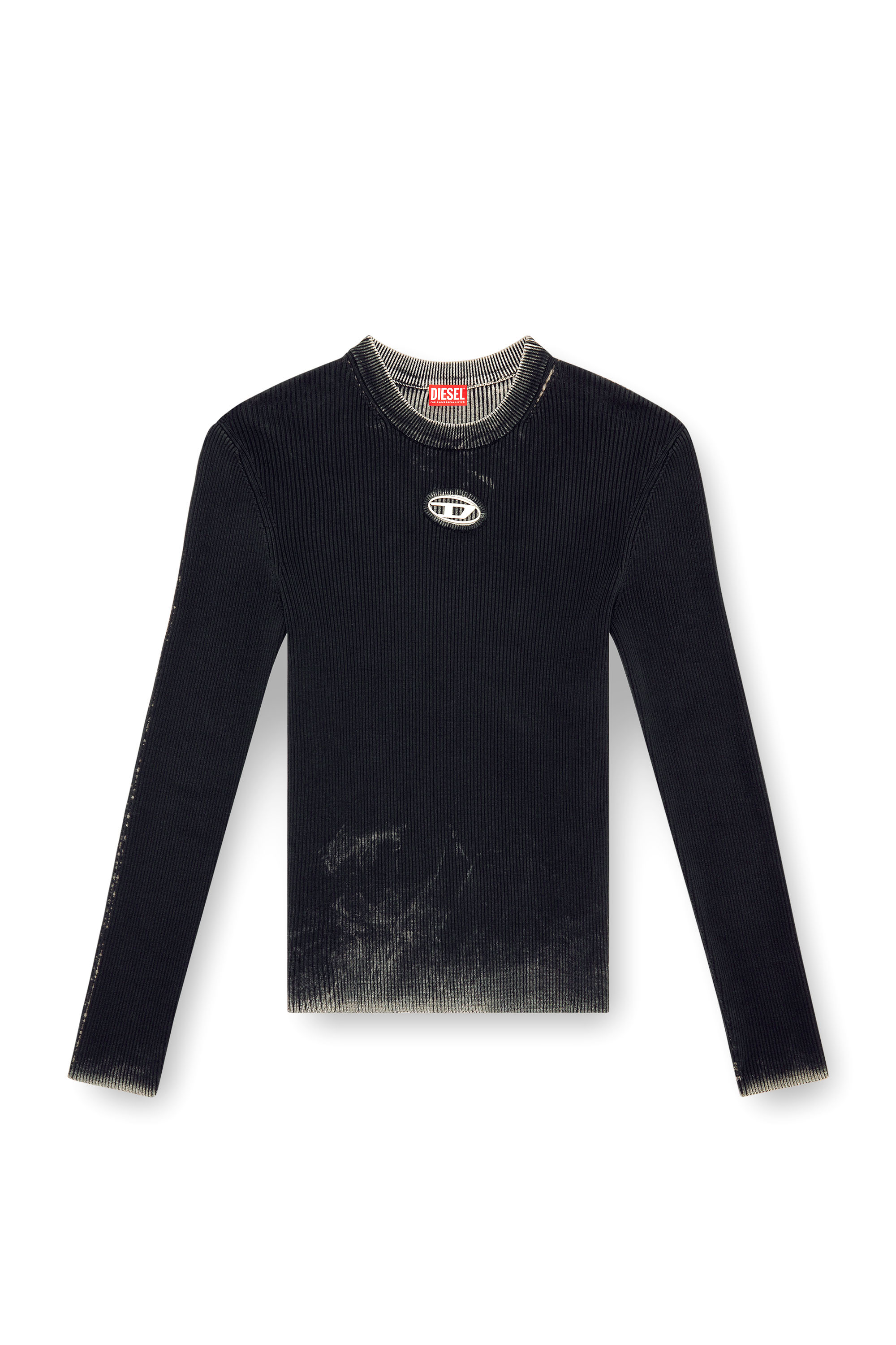 Diesel - K-DARIN-A, Man's Cut-out jumper with Oval D in Black - 3