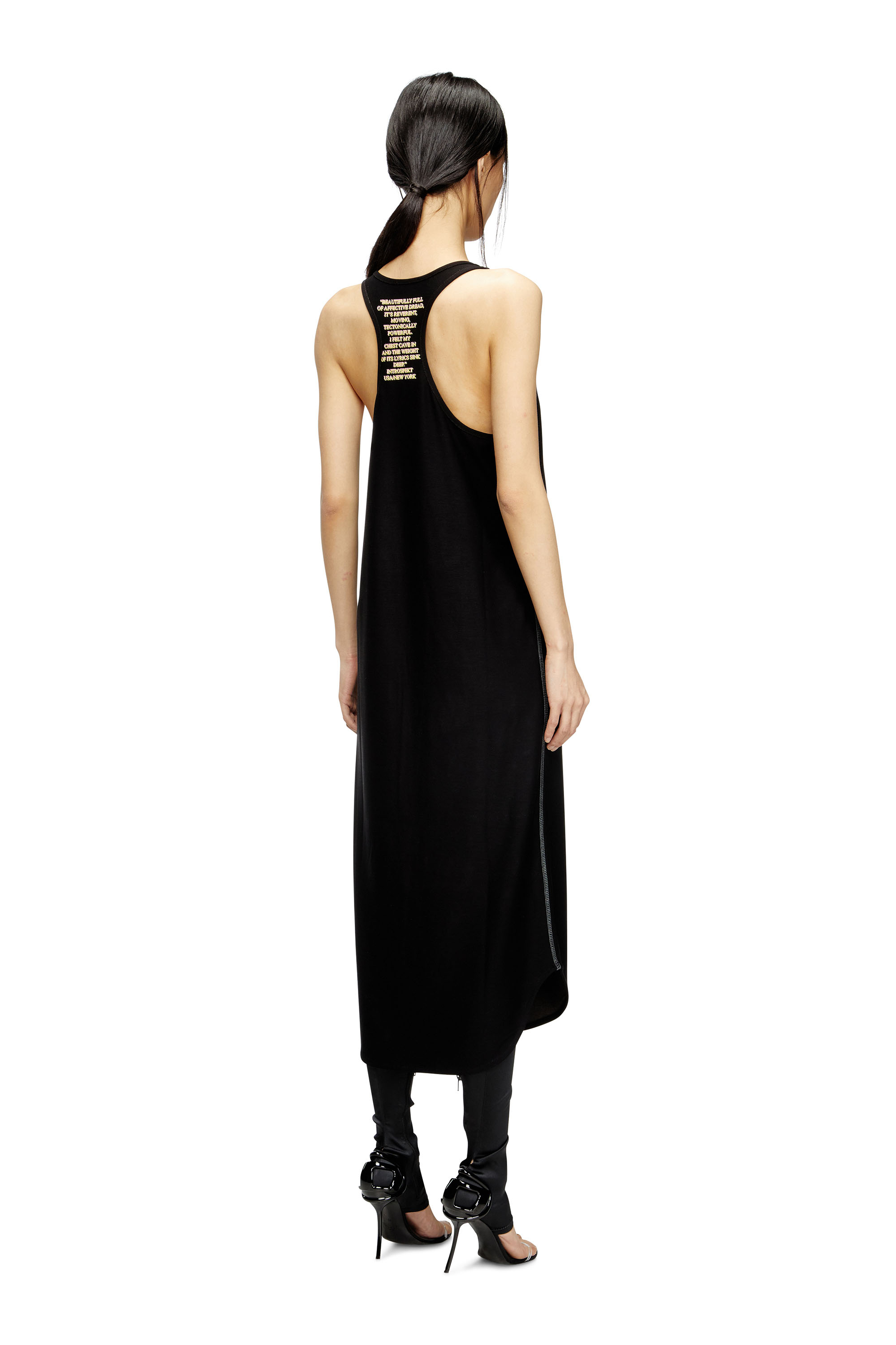 Diesel - D-SHANY-LONG, Woman's Sleeveless tank dress with lyrics print in Black - 4