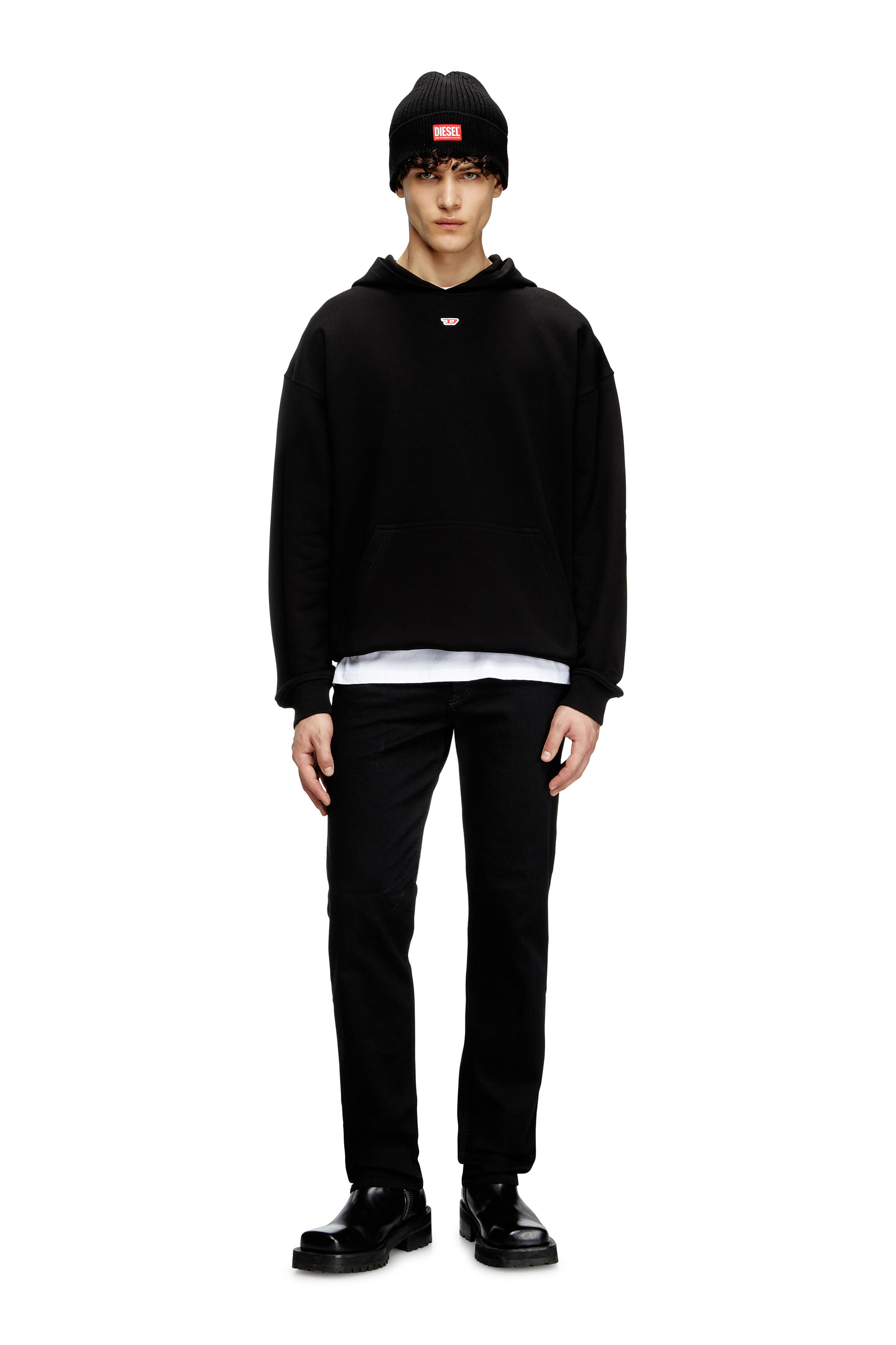 Diesel - S-BOXT-HOOD-D, Man's Hoodie with D logo patch in Black - 2