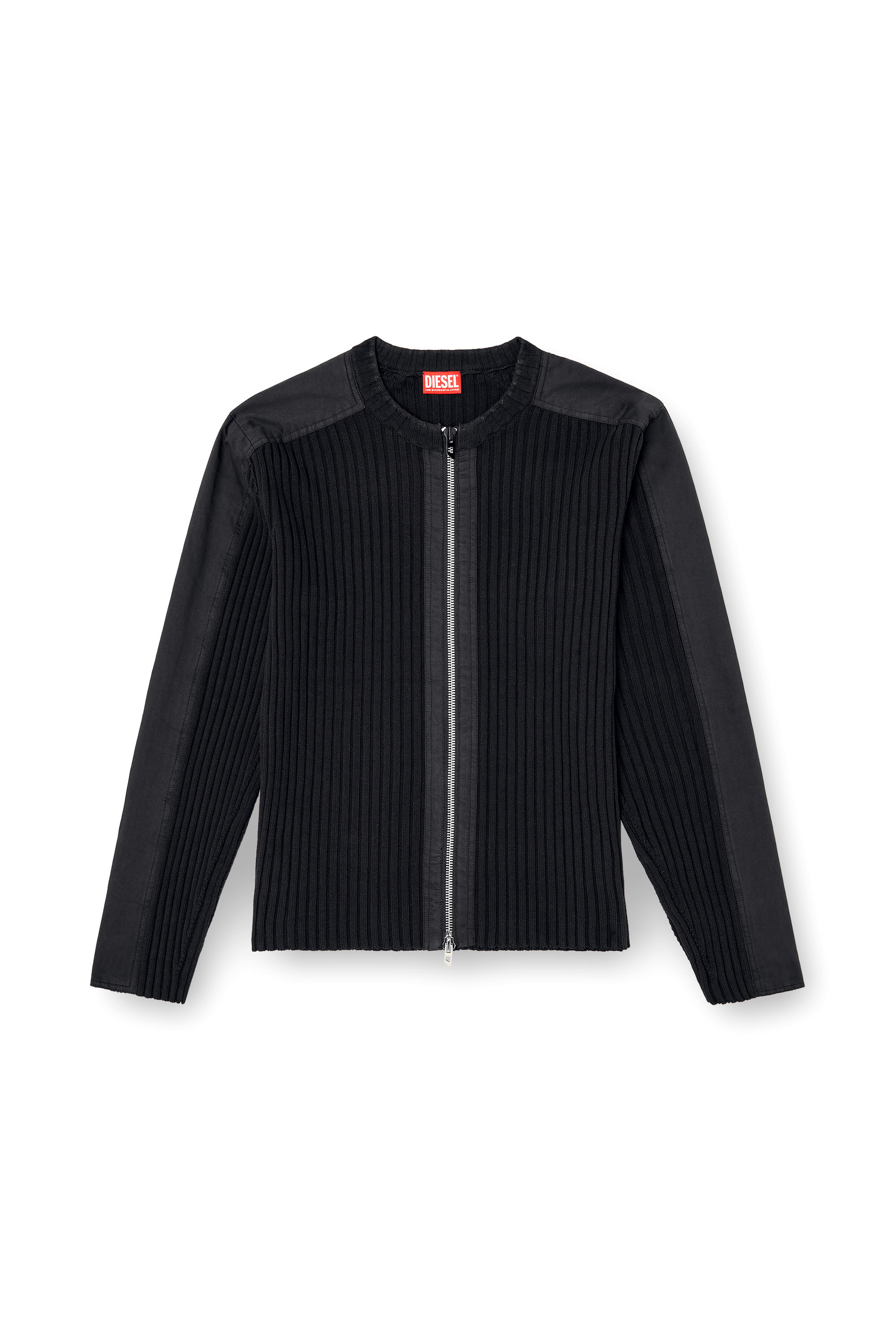 Diesel - K-MATTY, Man's Zipped cardigan with utilitarian panels in Black - 3