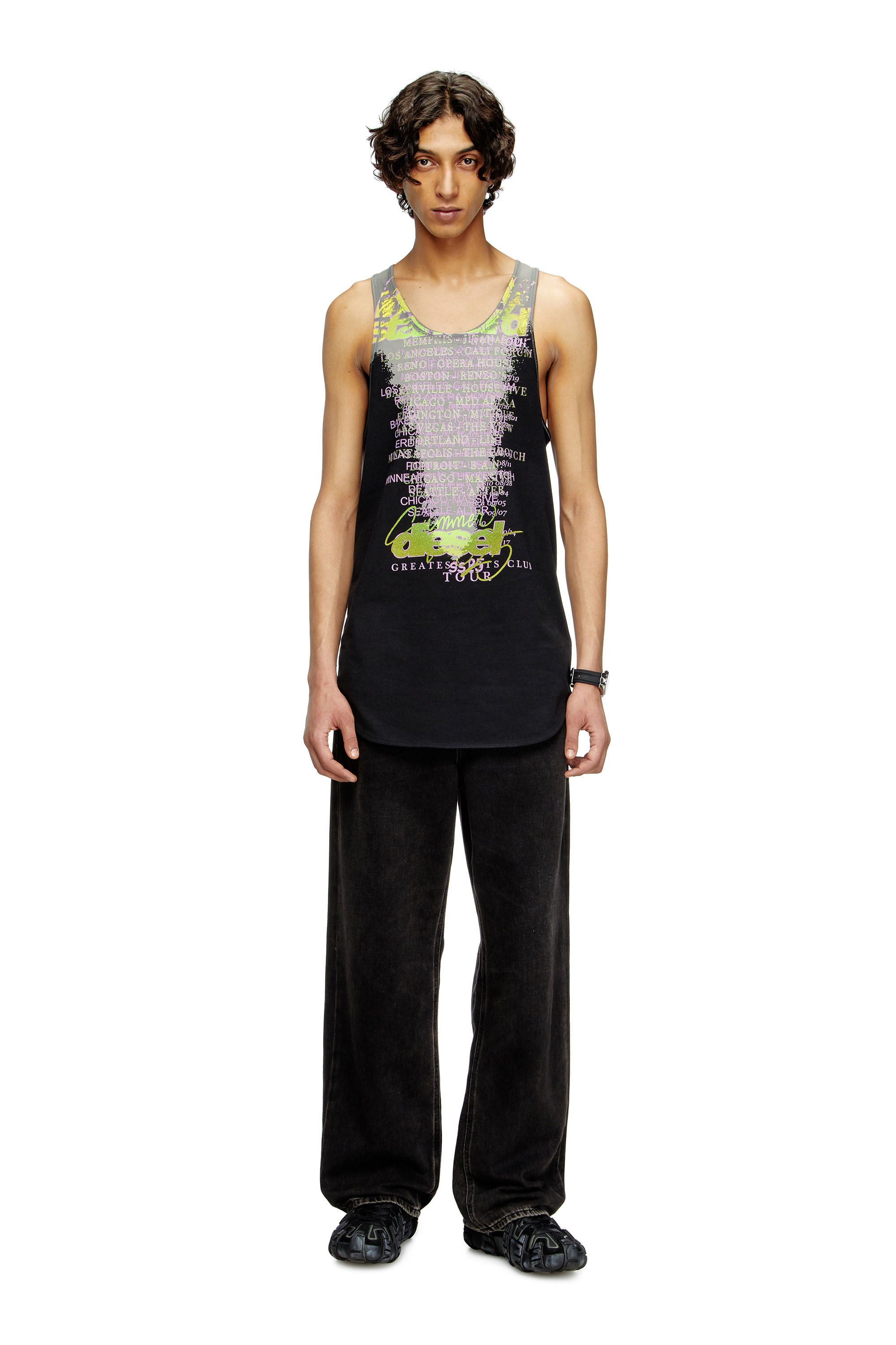 Diesel - T-SHAN, Unisex's Tank top with lyrics print in Black - 1