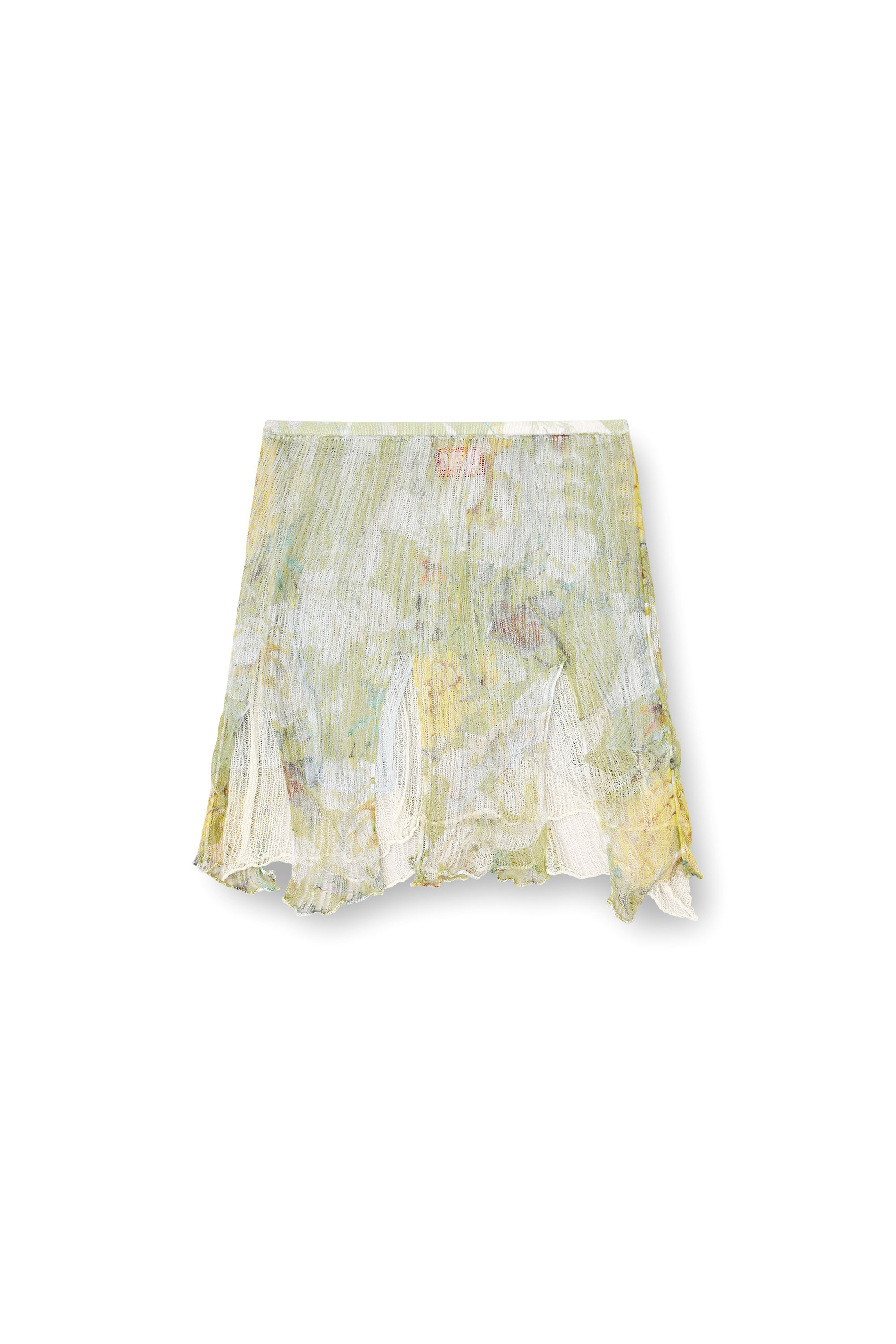 Diesel - M-ATREIUS, Woman's Floral knitted skirt with distressing in Green/White - 3