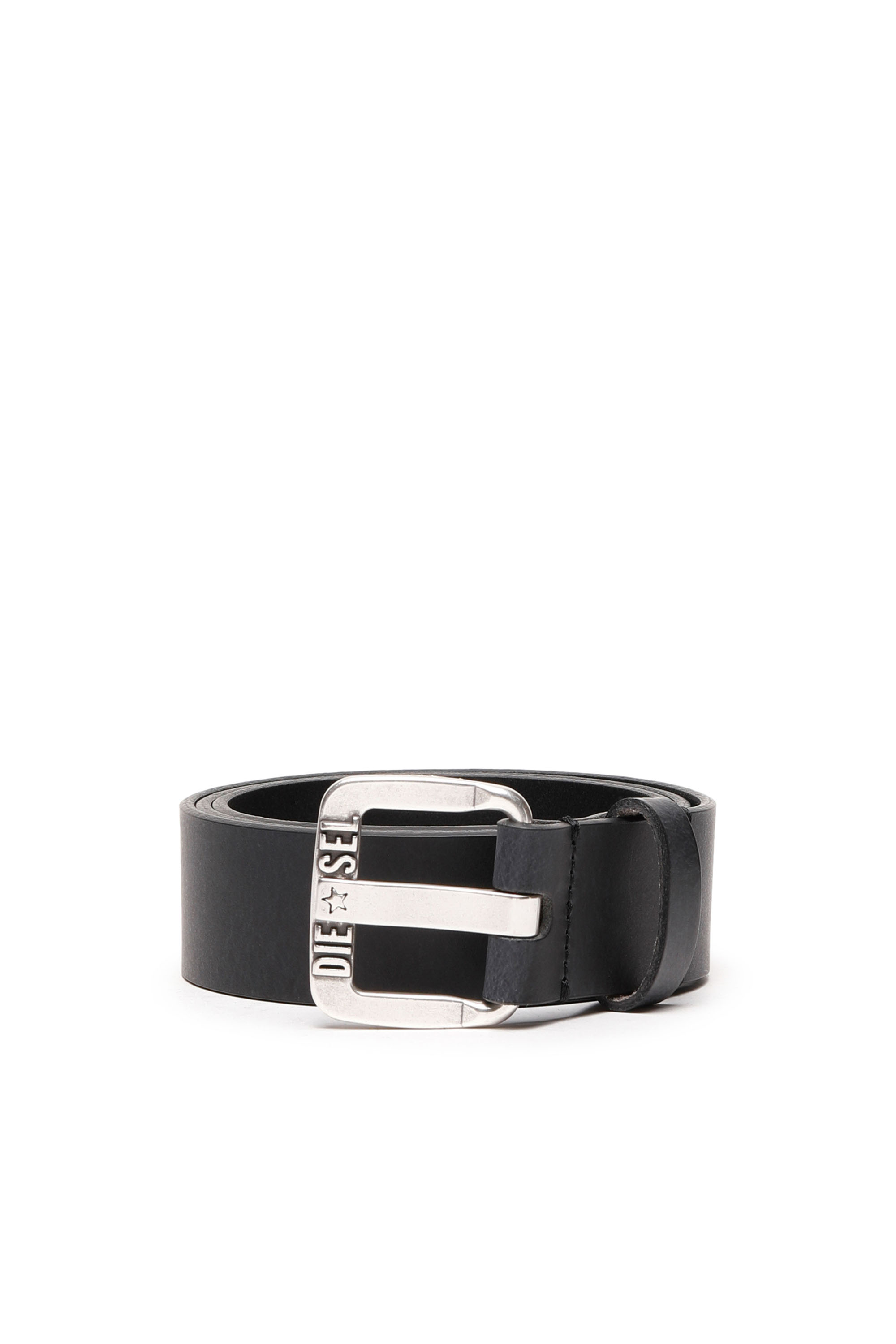 Diesel - B-STAR II, Man's Leather belt with metal star logo buckle in Black - 1