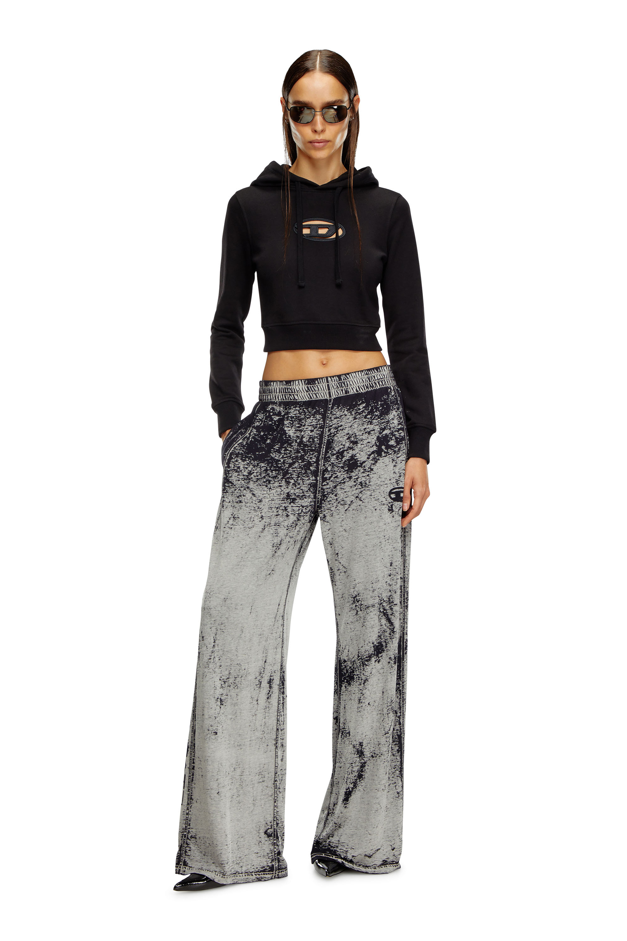 Diesel - F-SLIMMY-HOOD-OD, Woman's Hoodie with cut-out Oval D Logo in Black - 2