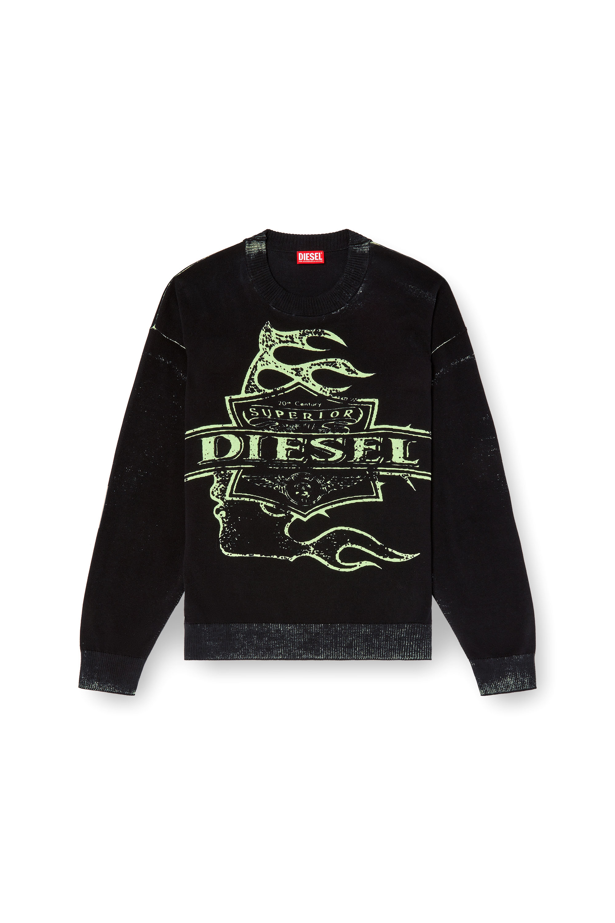 Diesel - K-BELEZ, Man's Reverse-print logo jumper in Black - 3