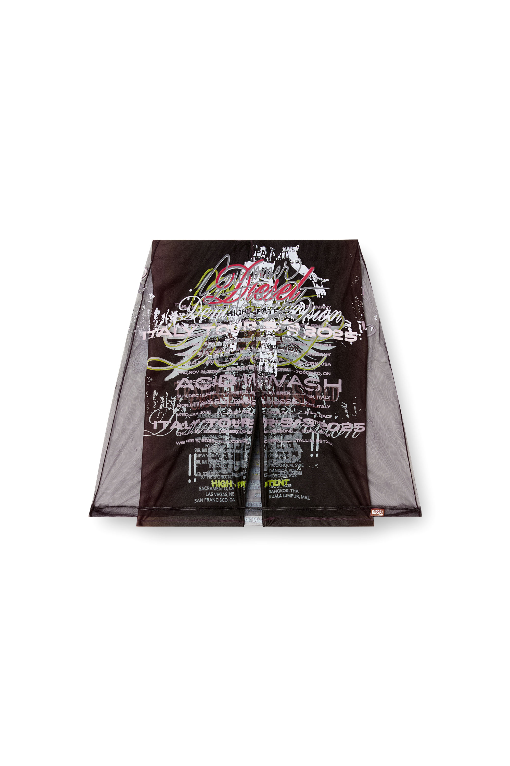 Diesel - O-LYMPIAC-1, Woman's Layered skirt with lyrics print in Black - 3