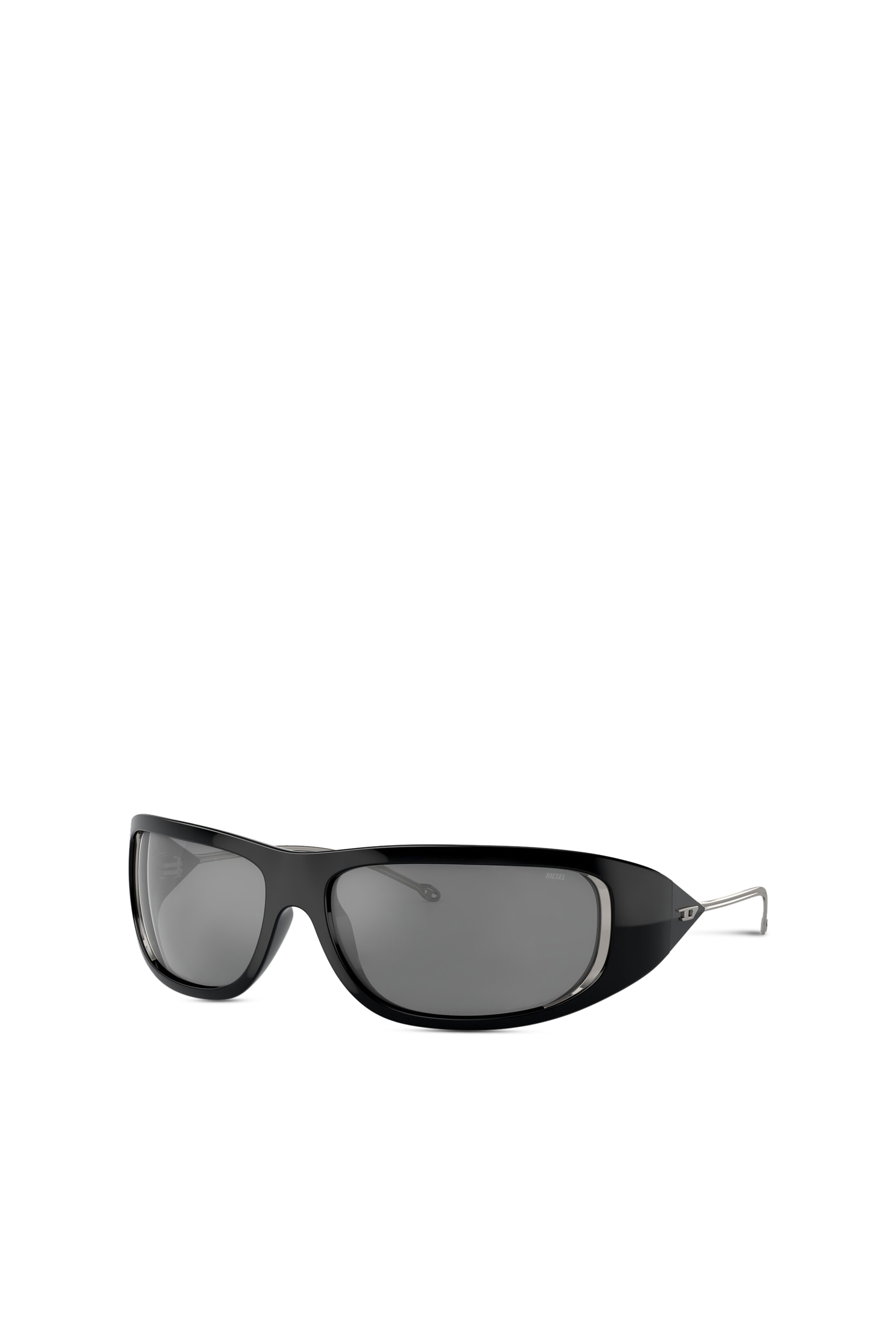 Diesel - 0DL3001 SIZE 61, Unisex's Wraparound style sunglasses in Black/Flash mirror - 1
