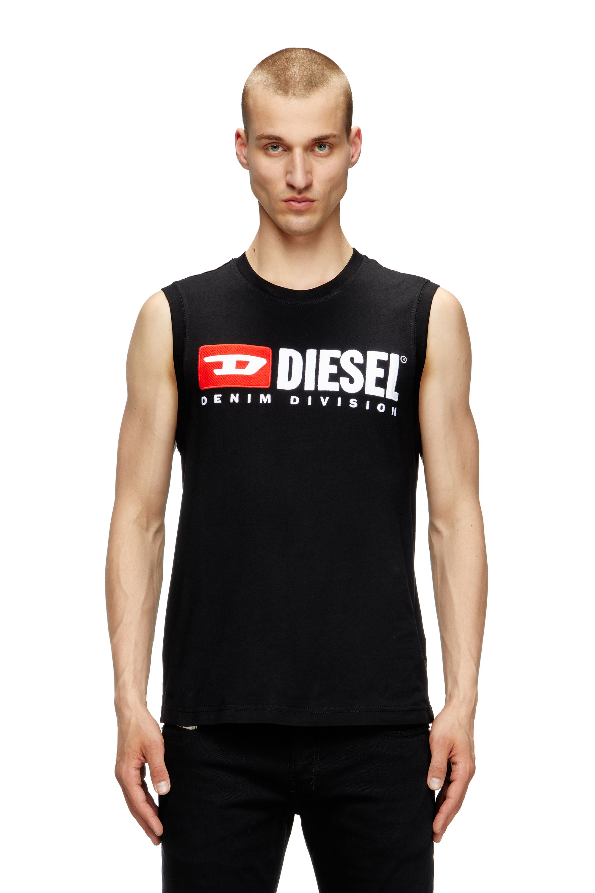 Diesel - T-ISCO-DIV, Man's Tank top with chest logo print in Black - 1