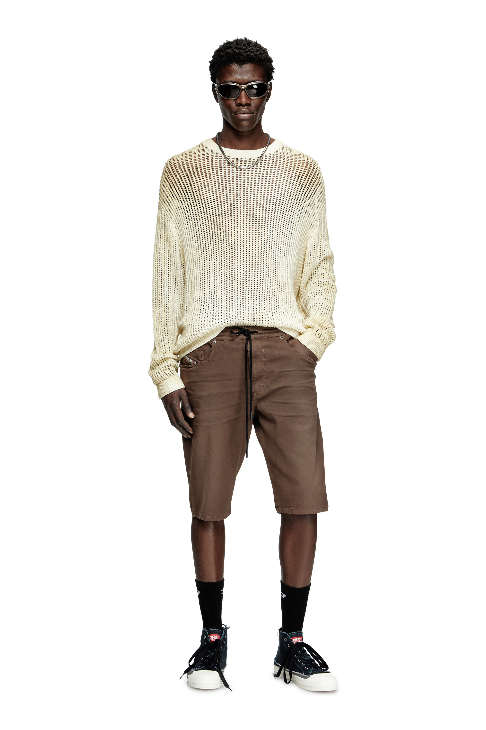 Diesel - 2033 D-KROOLEY-SHORT JOGG, Man's Chino shorts in JoggJeans in Brown - 2