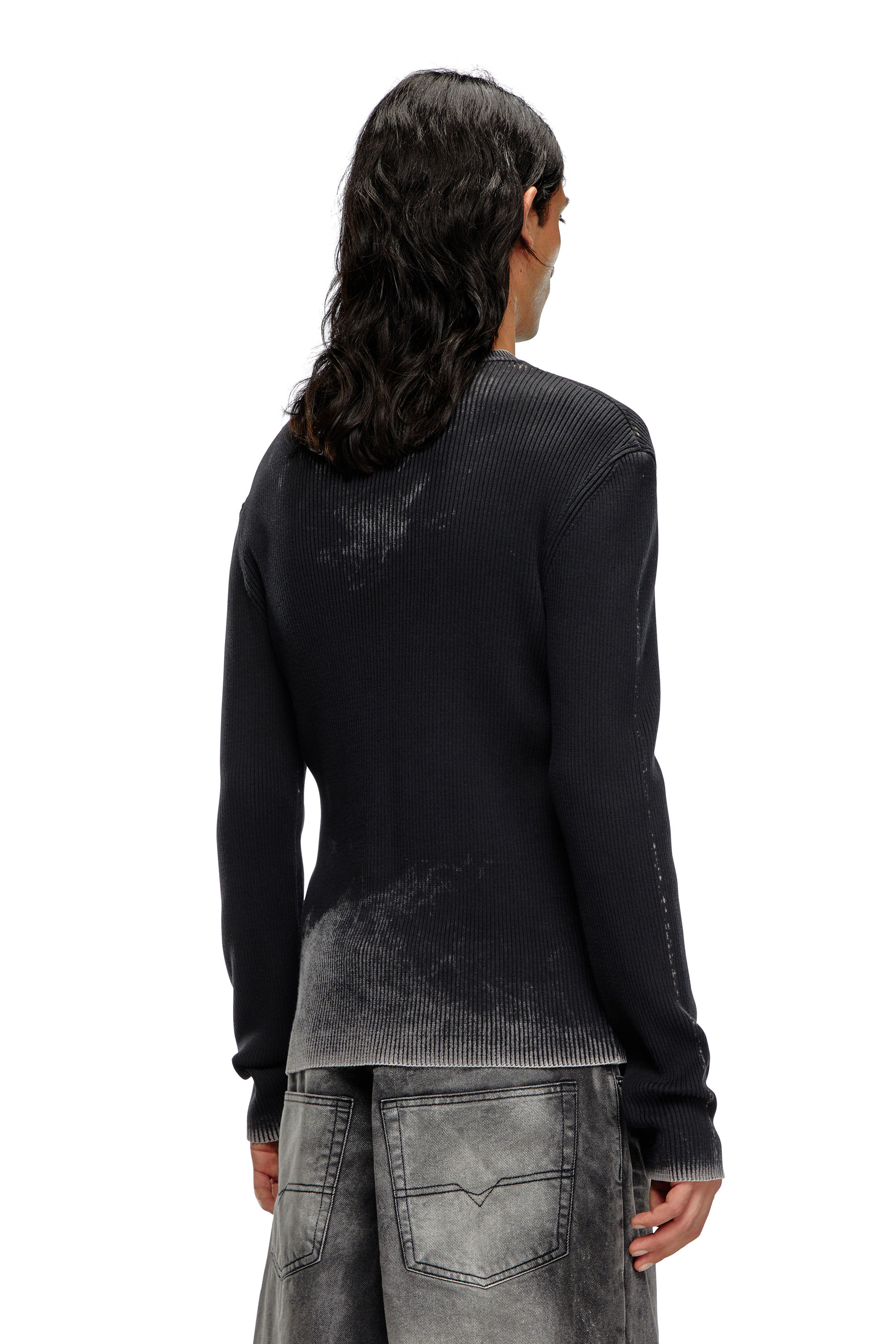 Diesel - K-DARIN-A, Man's Cut-out jumper with Oval D in Black - 4
