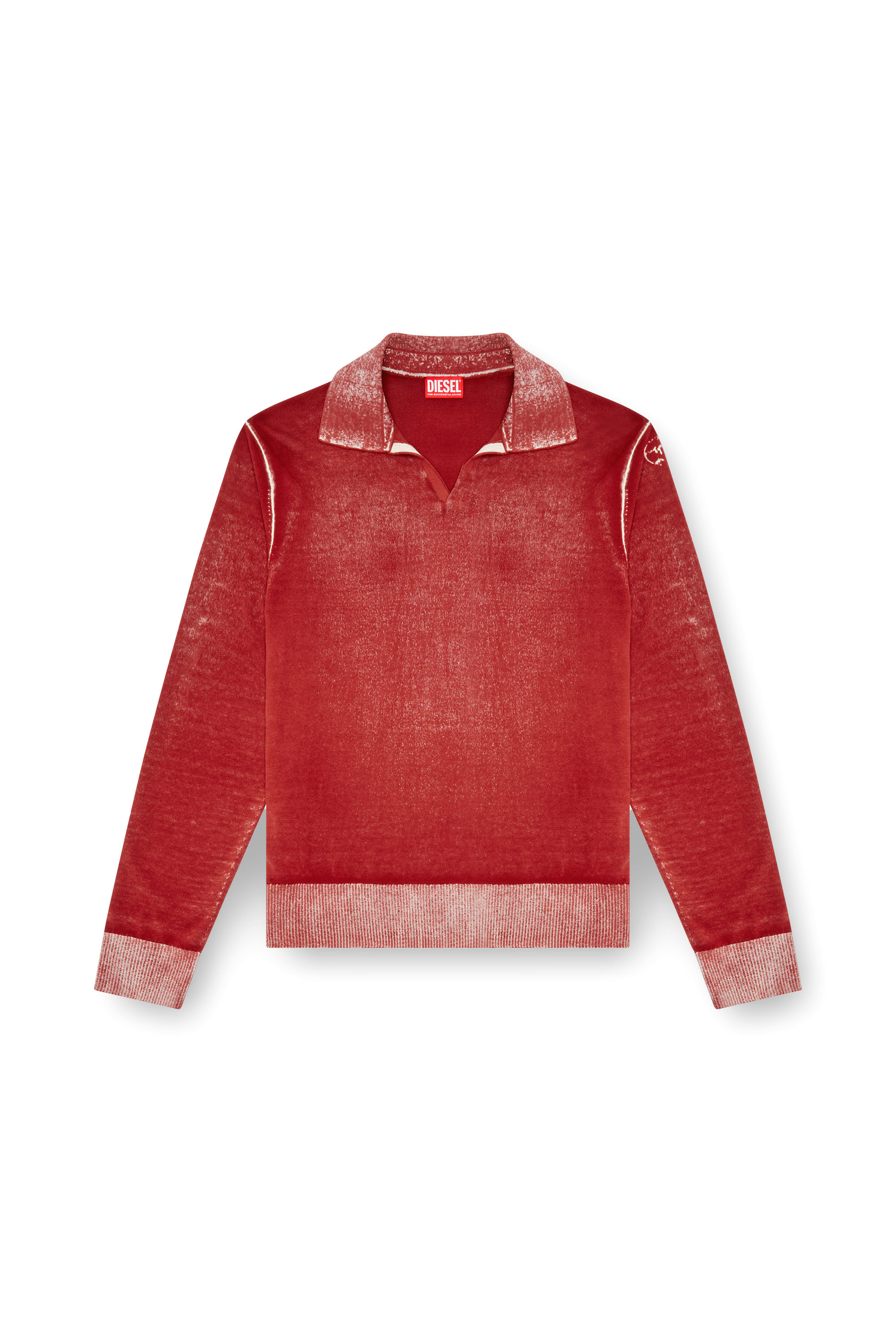 Diesel - K-LORENZO, Man's Reverse-print polo jumper in Red - 3