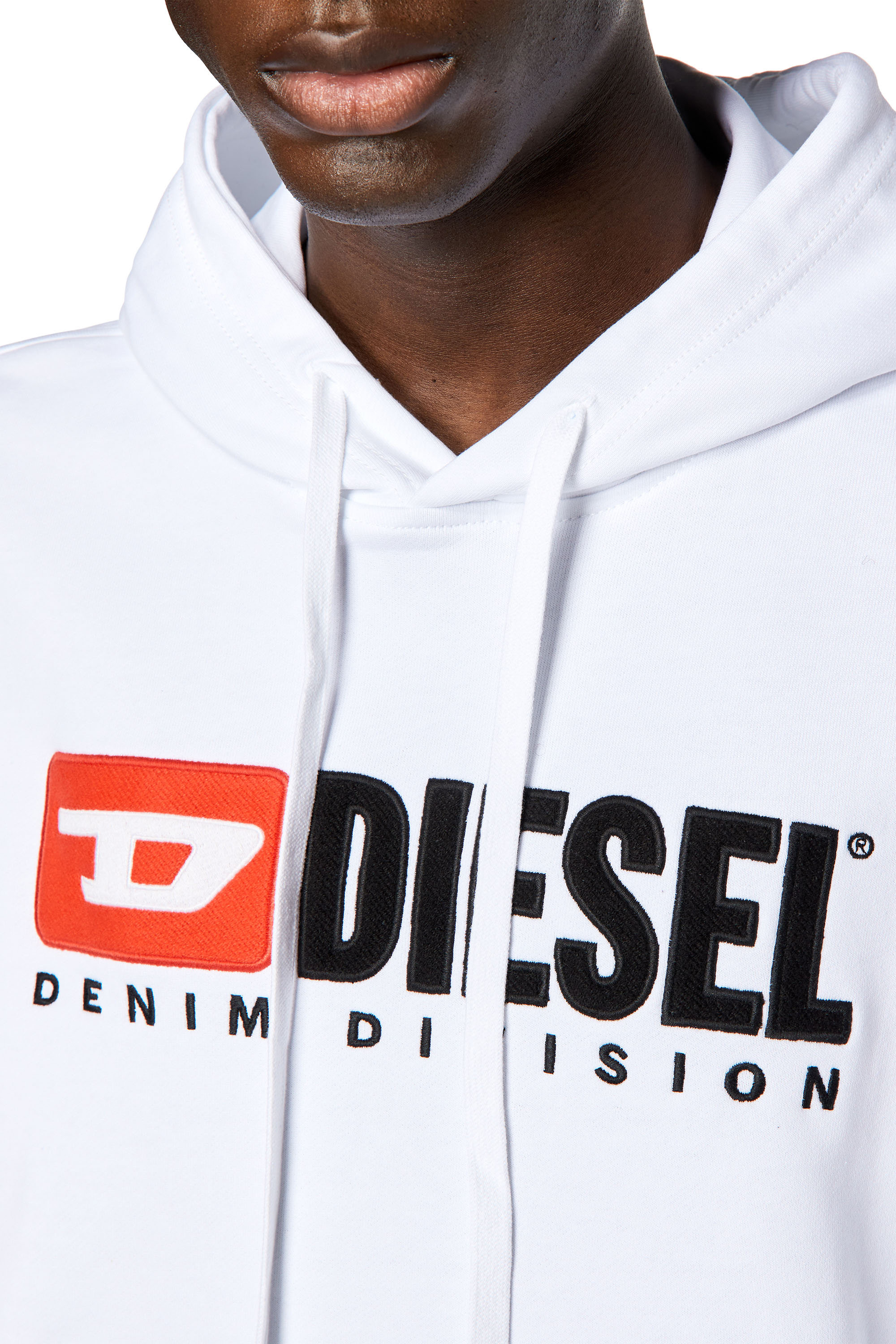Diesel - S-GINN-HOOD-DIV, Man's Hoodie with logo appliqué in White - 5