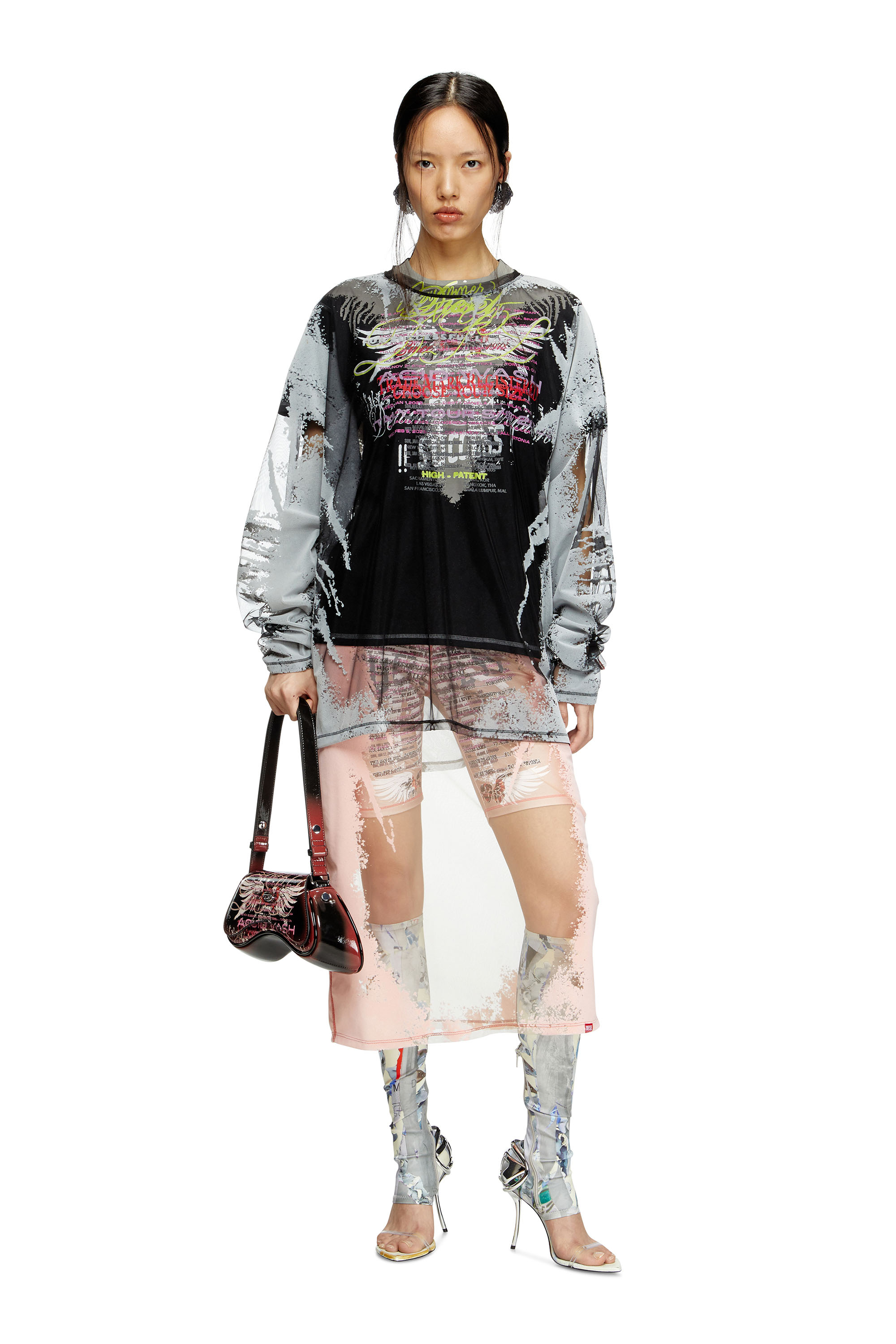 Diesel - T-NORMAC-1, Woman's Crew neck T-shirt with lyrics print in Black - 2