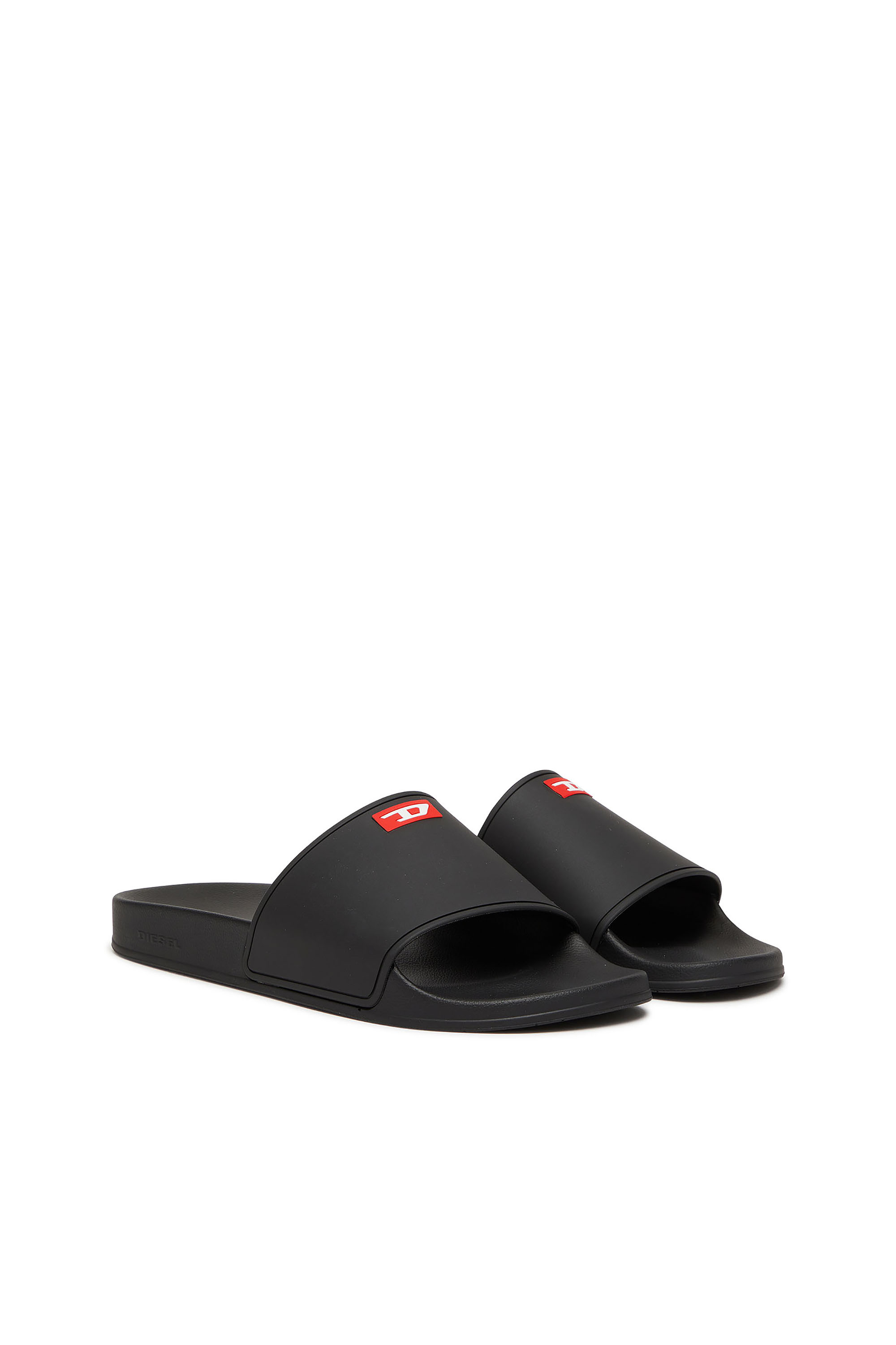 Diesel - SA-SWIM, Man's Rubber pool slides with D logo in Black - 2