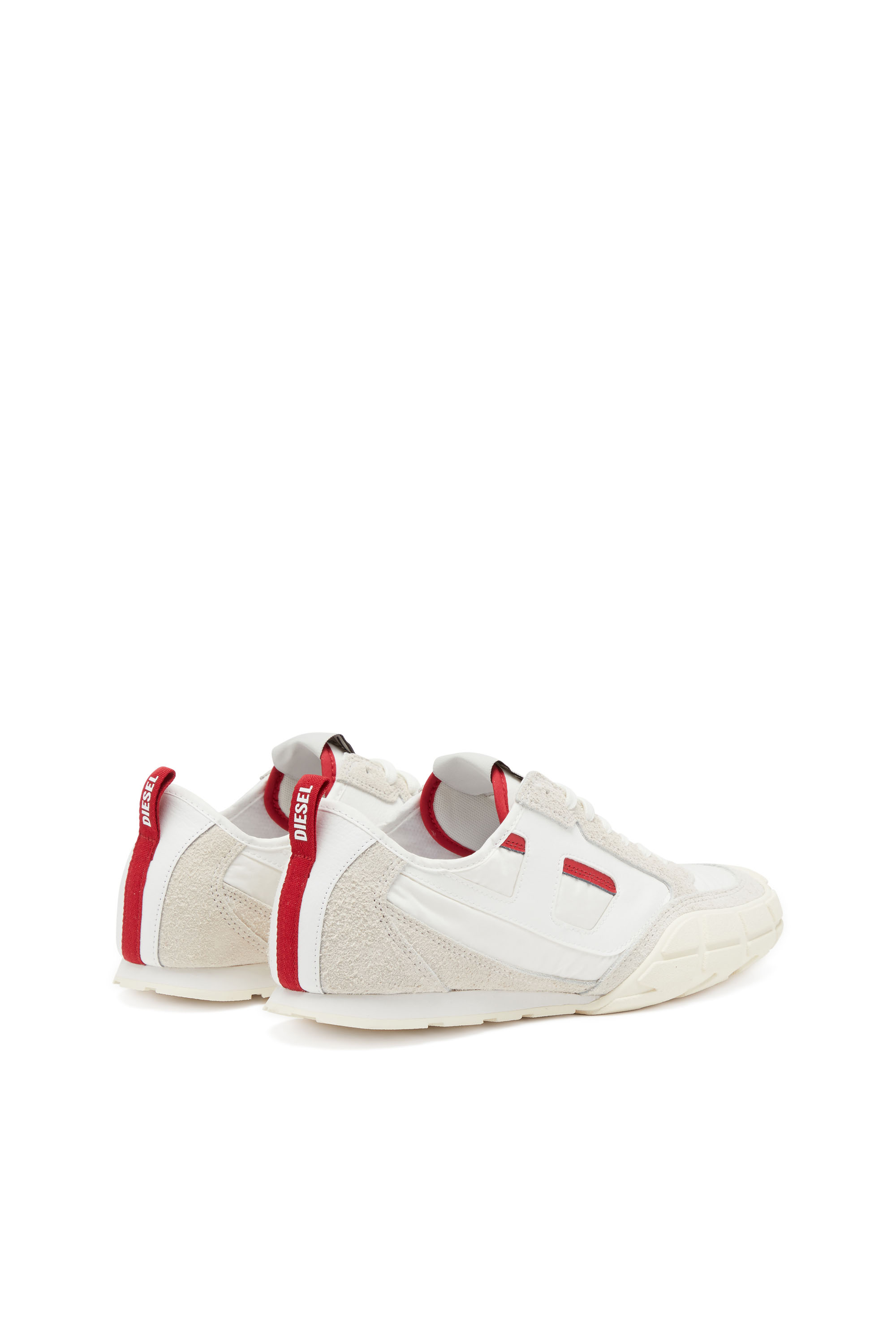 Diesel - S-PAGODHA LOW, Man's S-Pagodha-Sneakers in leather, suede and ripstop in White/Red - 4