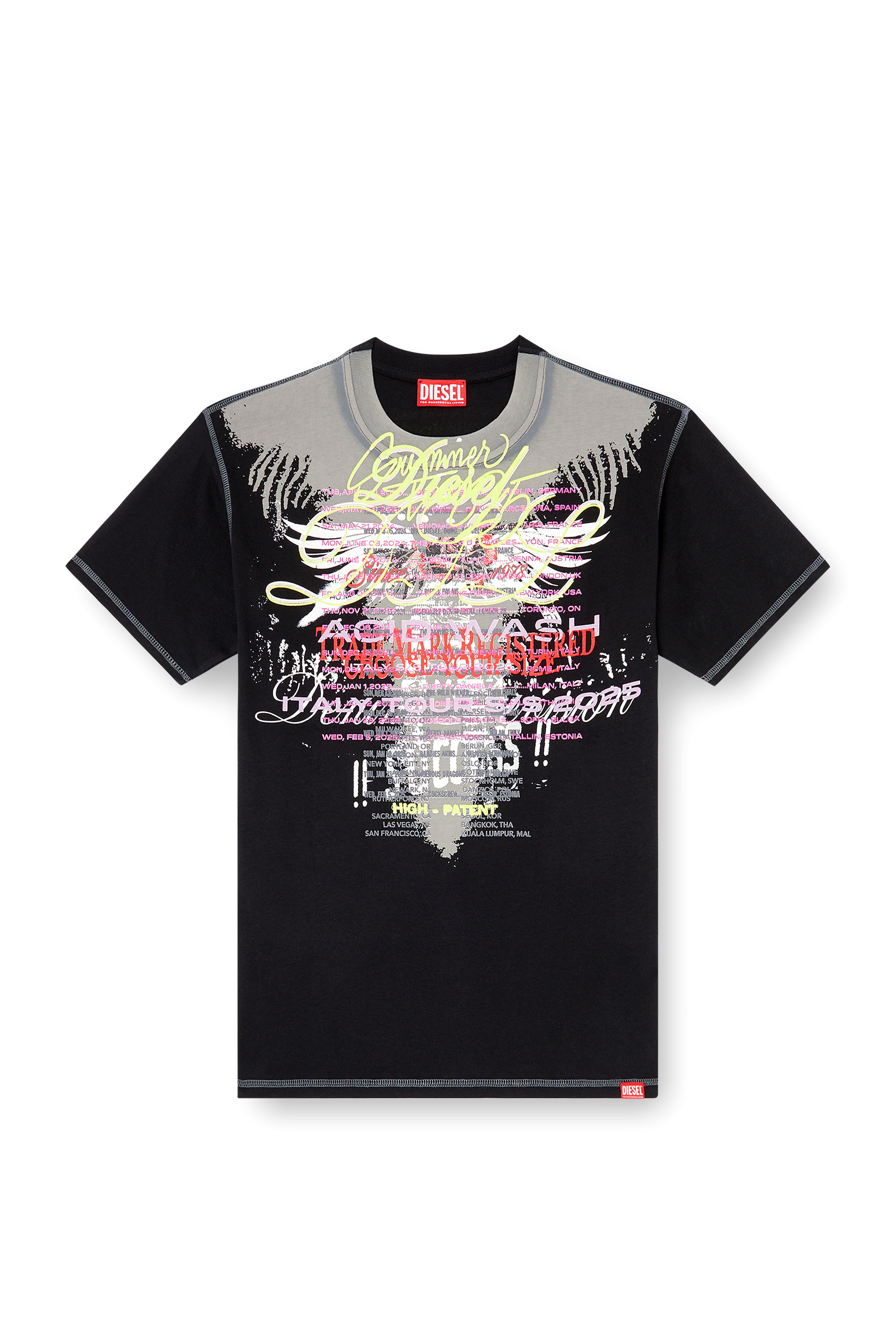 Diesel - T-NORMAC-1, Woman's Crew neck T-shirt with lyrics print in Black - 3