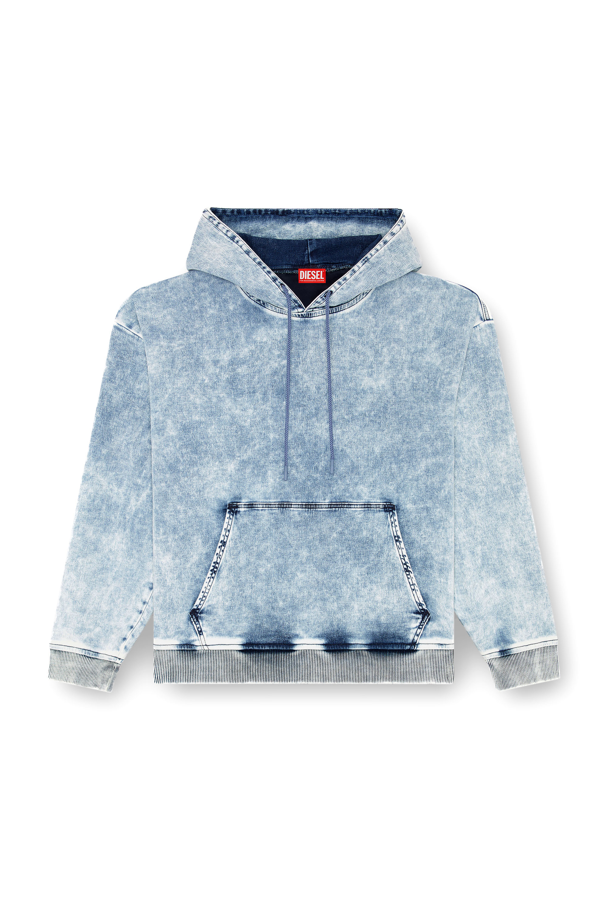 Diesel - D-UM-RIB-S2 TRACK, Unisex's Sweatshirt in Track Denim with Oval D in Light Blue - 3